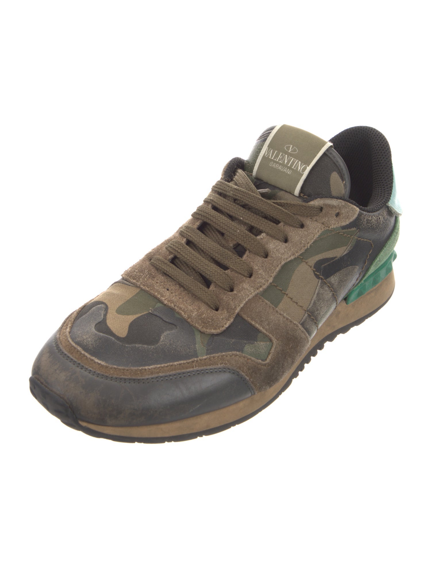 Valentino Rockstud Accents Suede Sneakers