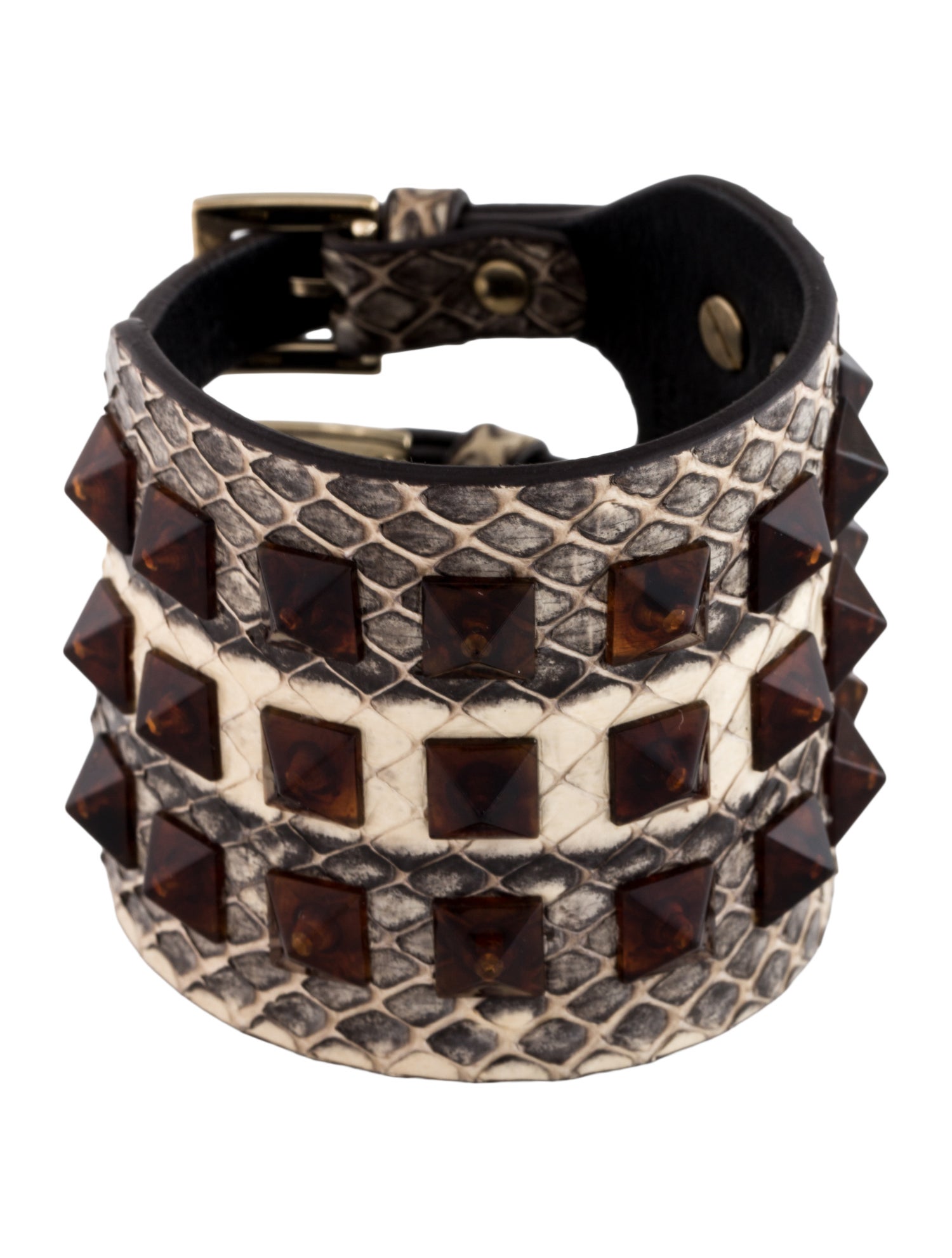 Valentino Resin & Alligator Wide Wrap Bracelet