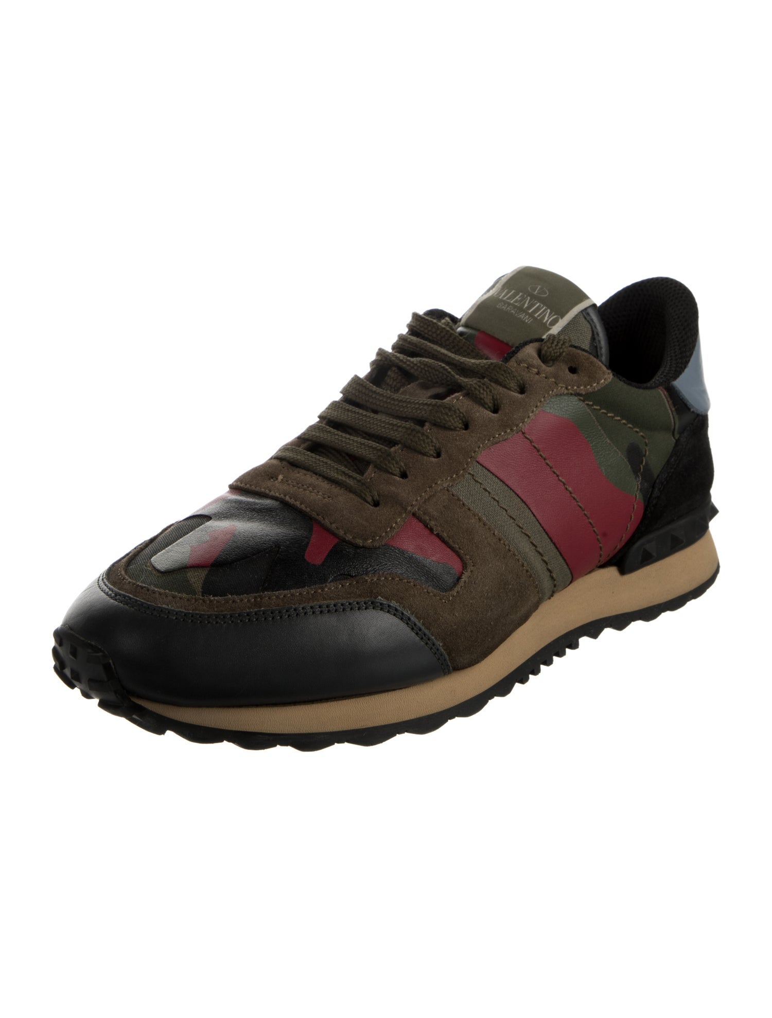 Valentino Leather Printed Sneakers