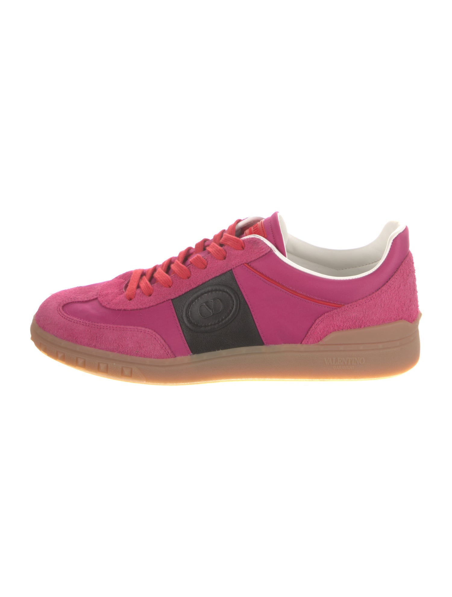 Valentino Leather Colorblock Pattern Sneakers