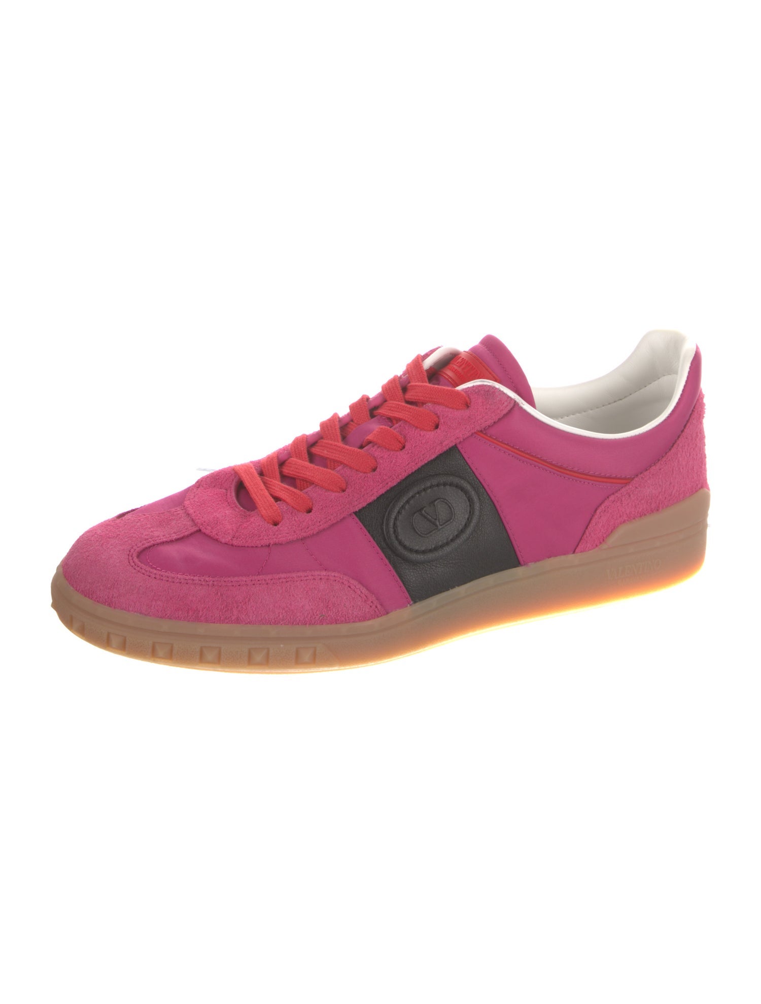 Valentino Leather Colorblock Pattern Sneakers