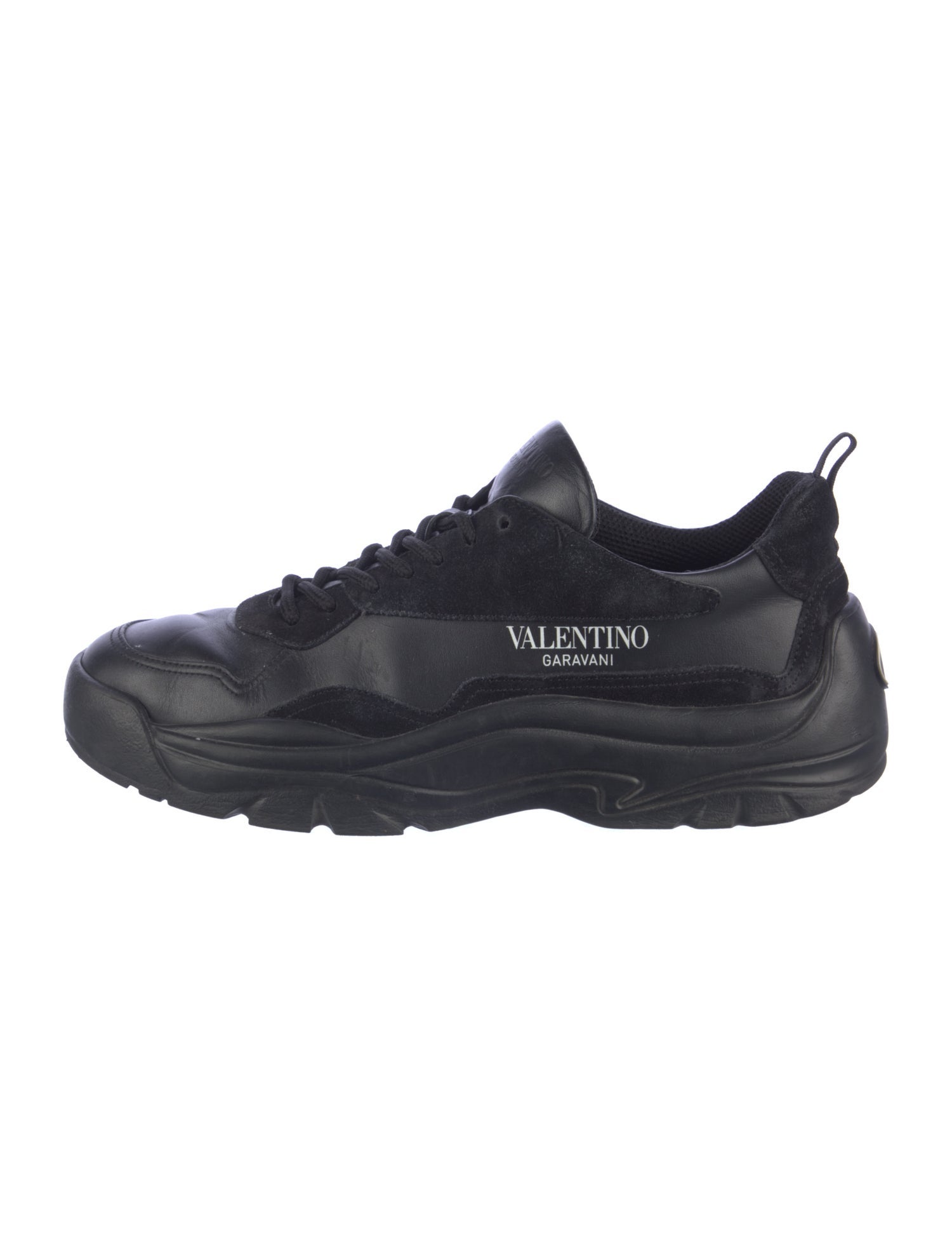 Valentino Leather Graphic Print Sneakers