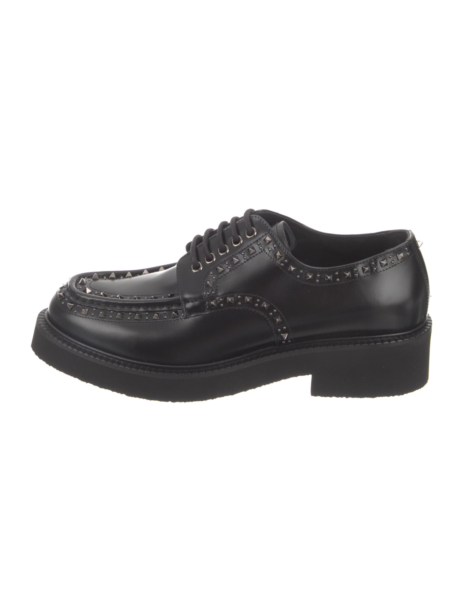 Valentino Rockstud Accents Leather Derby Shoes