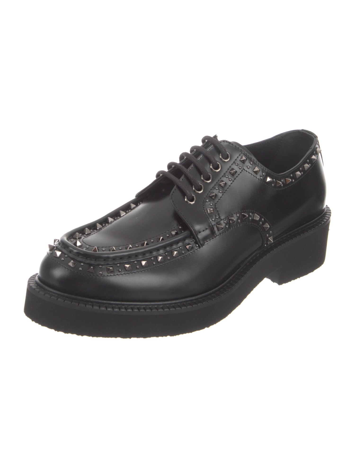 Valentino Rockstud Accents Leather Derby Shoes