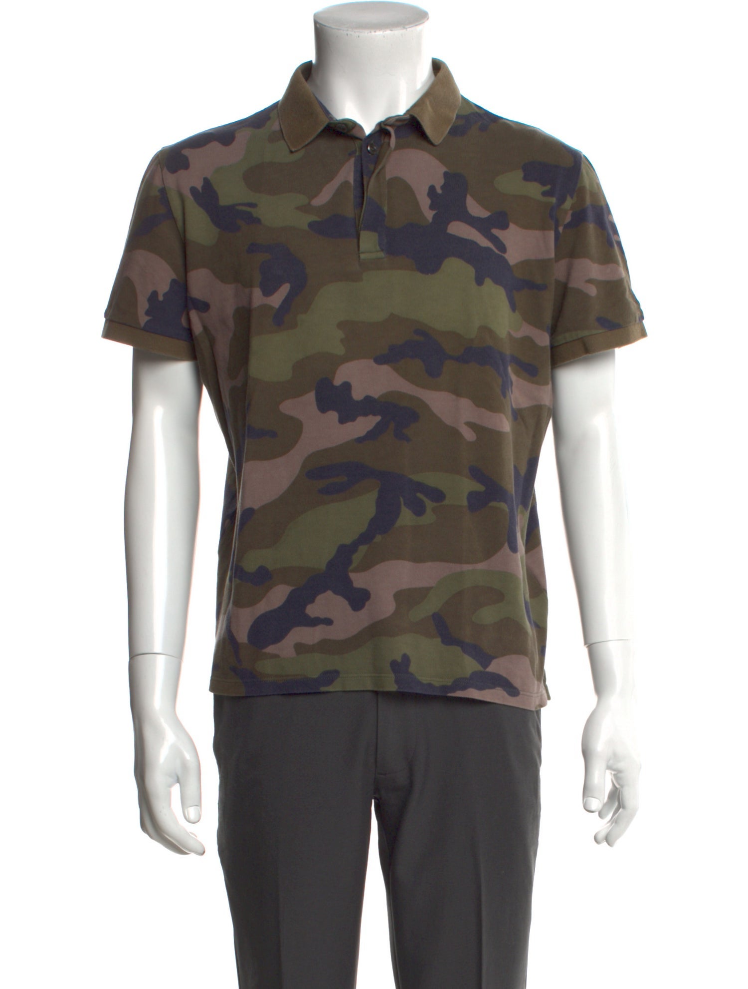 Valentino Rockstud Accents Camouflage Print Polo Shirt