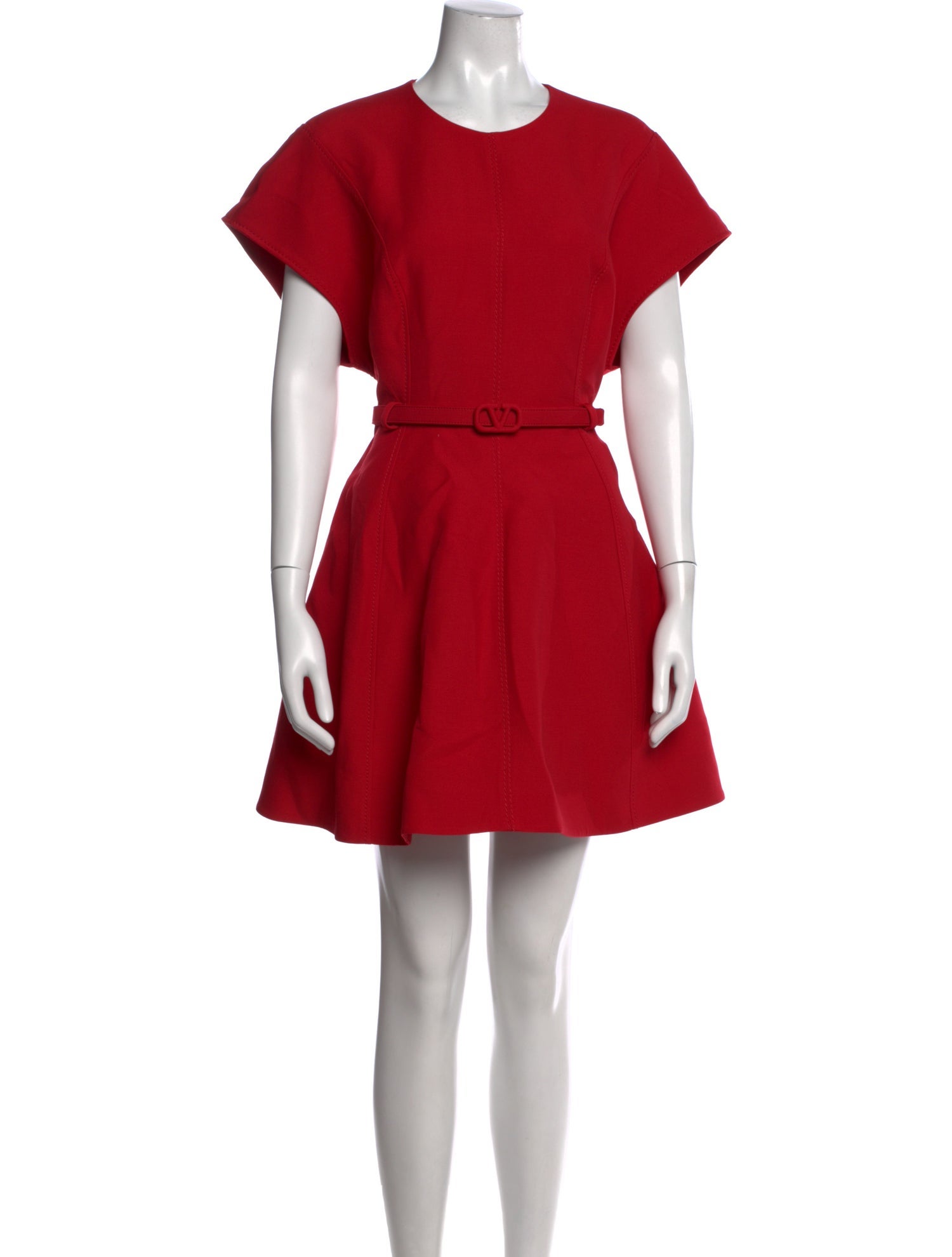 valentino red mini dress VALENTINO Pleated wool and silk-blend crepe mini dress