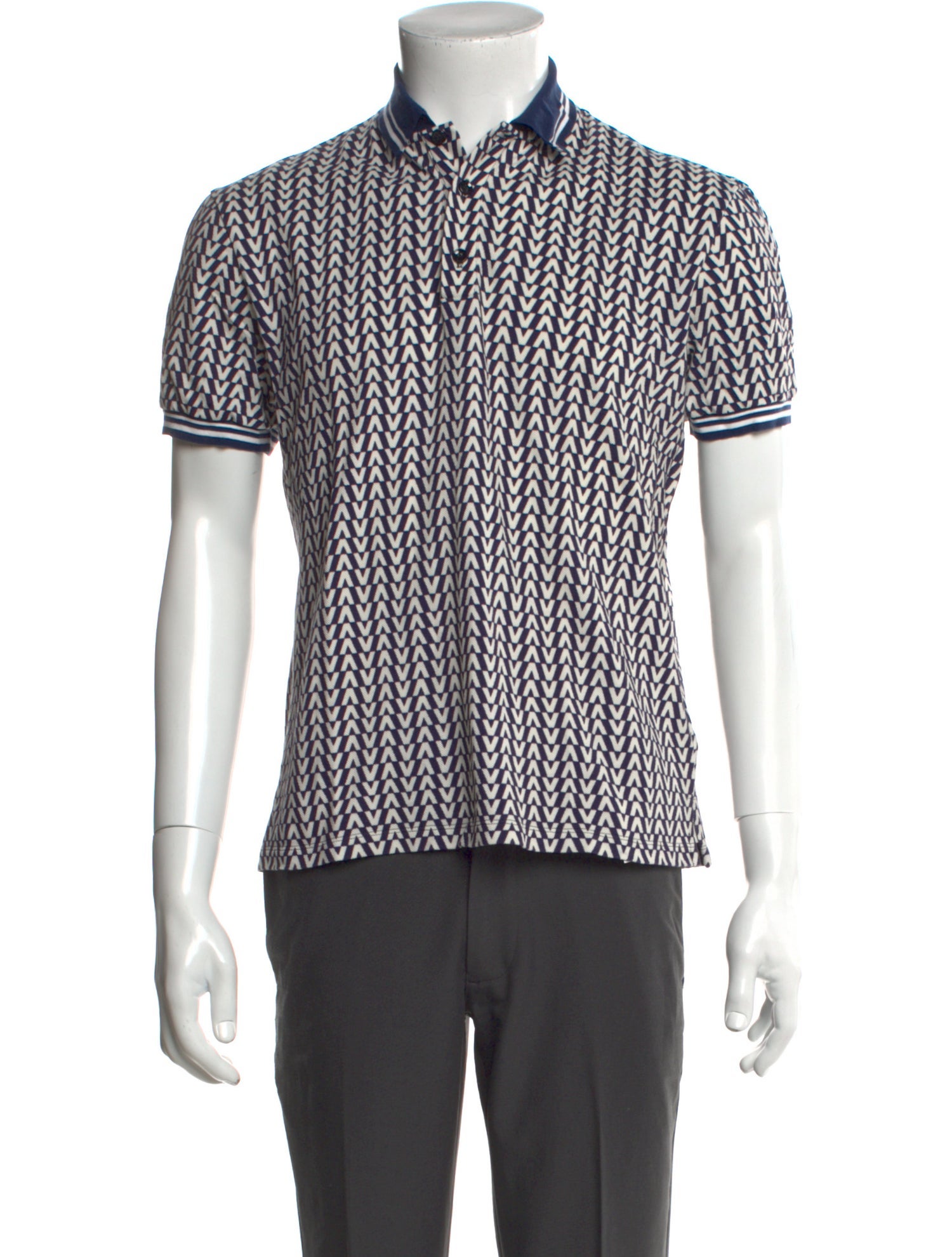 Valentino Rockstud Accents Graphic Print Polo Shirt