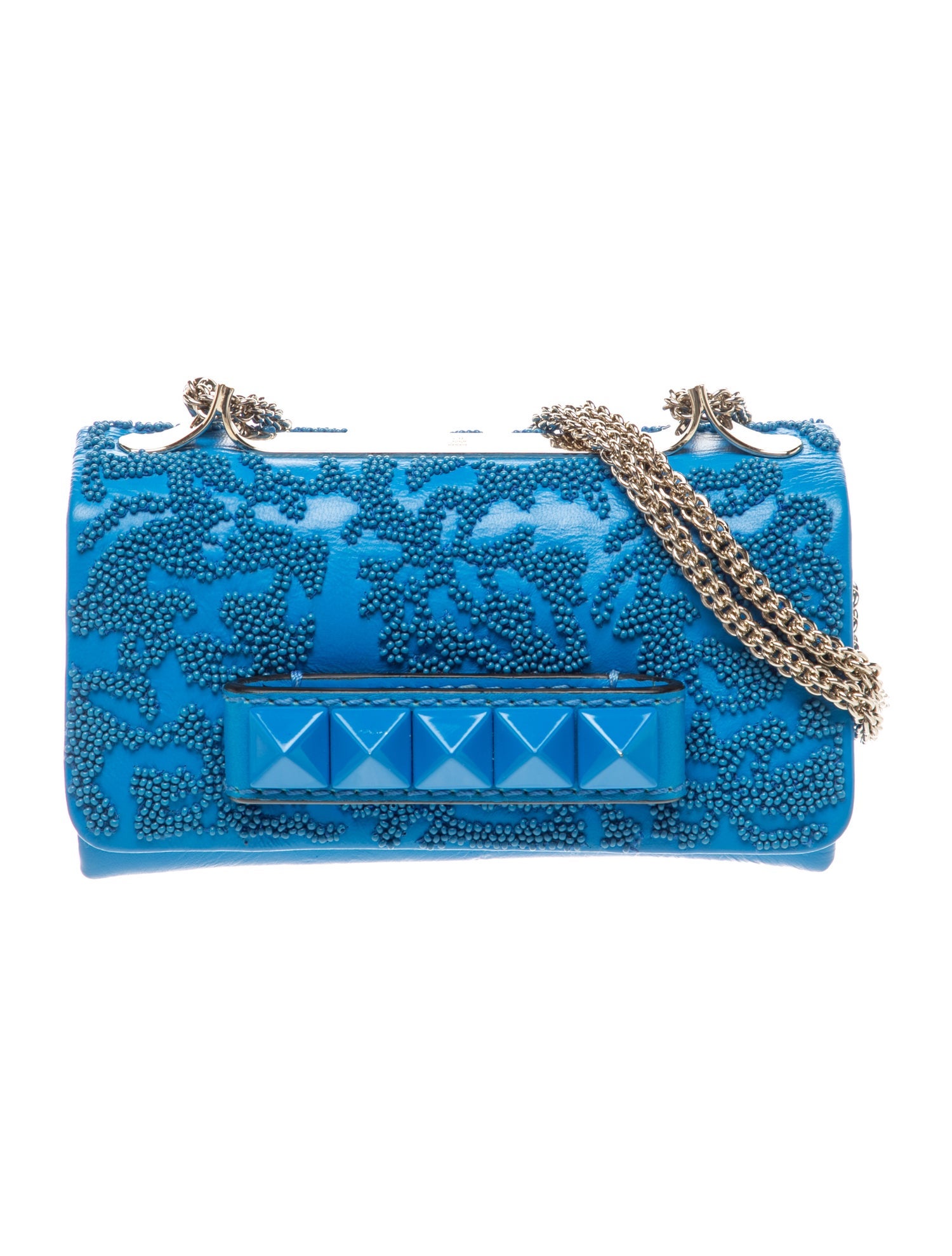 Valentino Rockstud Minaudière - Blue Crossbody Bags, Handbags