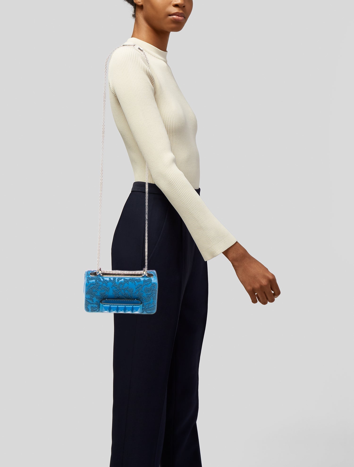 Valentino Rockstud Minaudière - Blue Crossbody Bags, Handbags