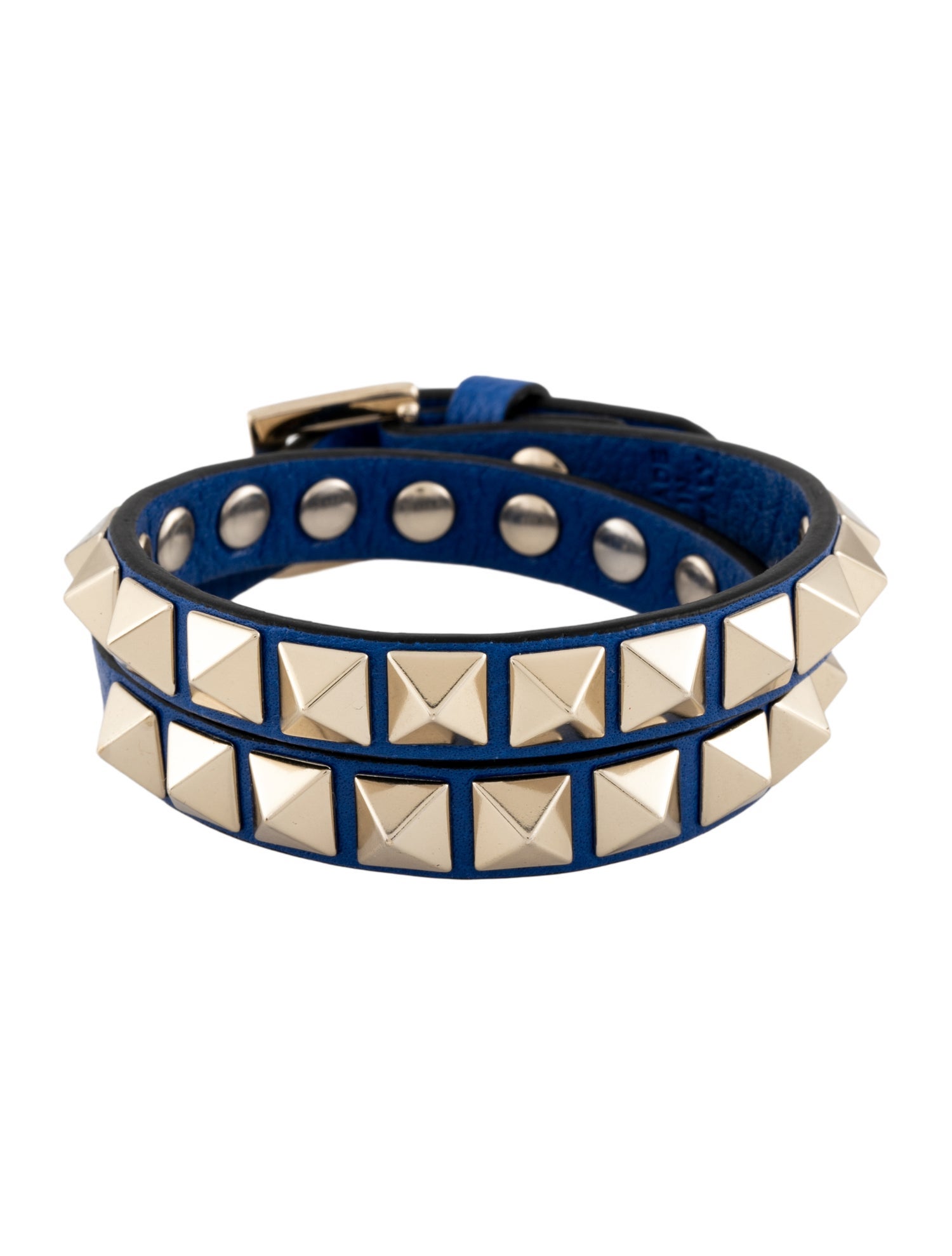 Valentino Leather Rockstud Double Wrap Bracelet