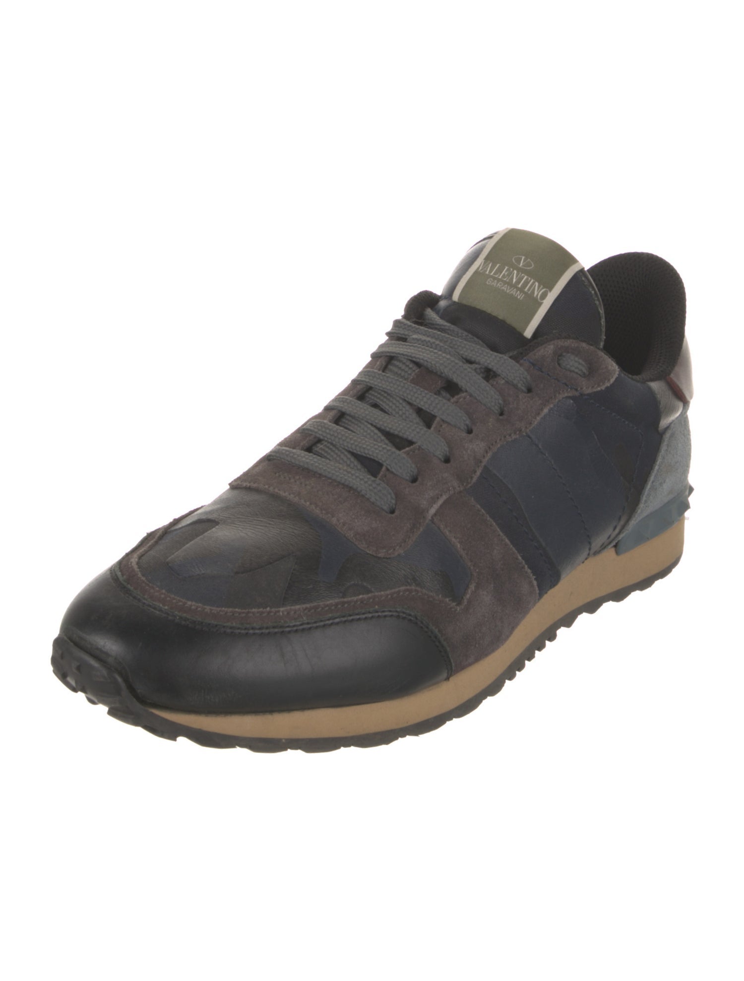 Valentino Rockstud Accents Leather Sneakers