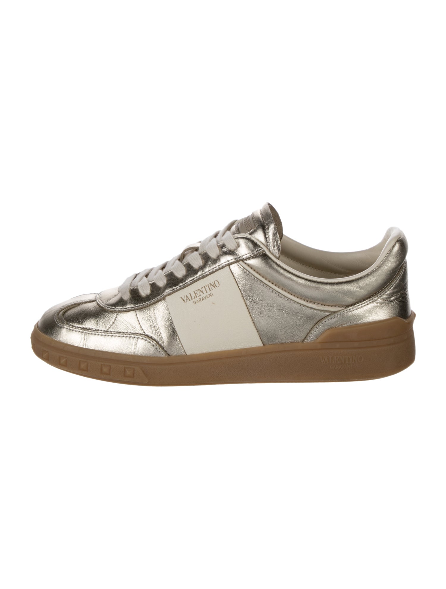 Valentino Leather Leather Trim Embellishment Sneakers