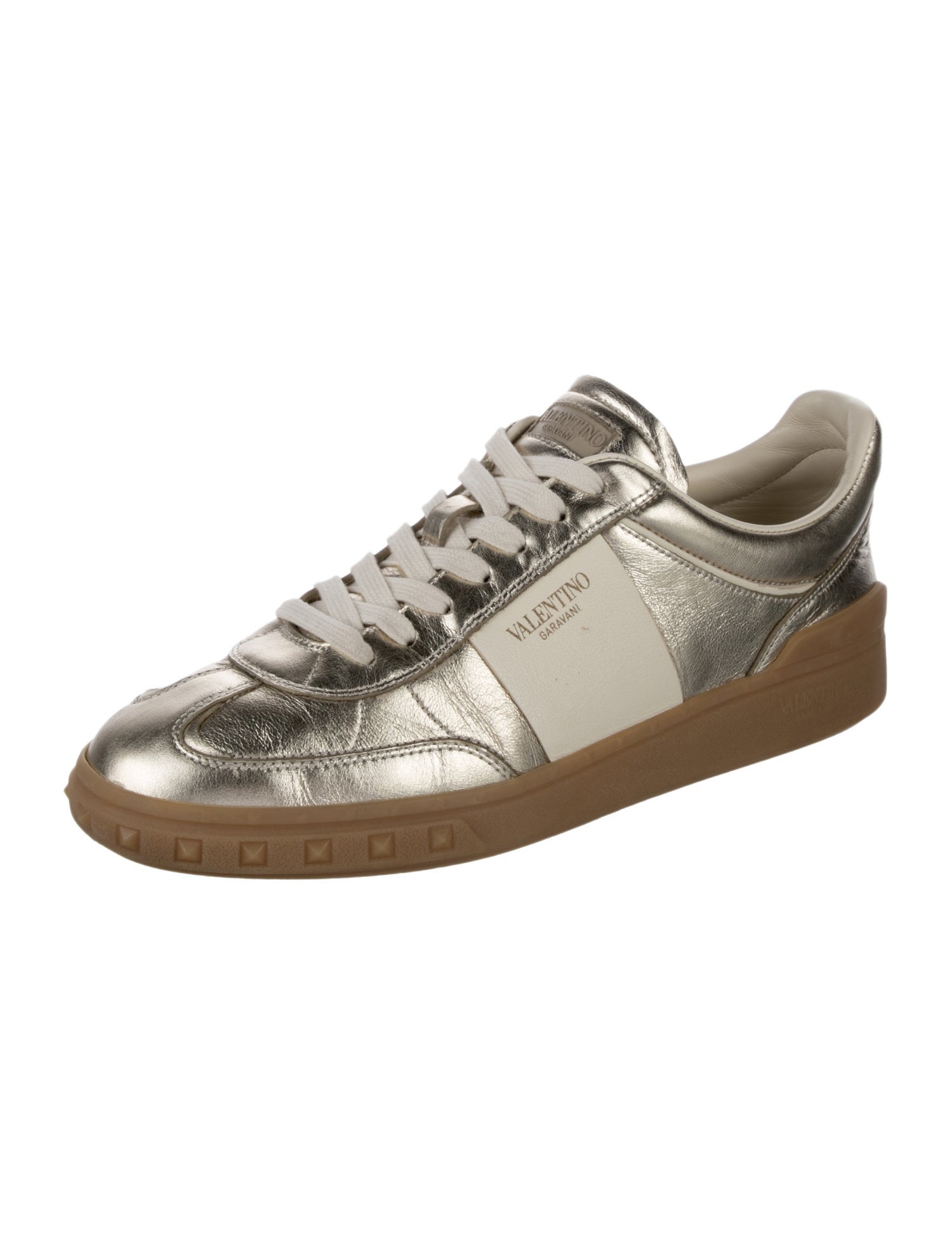 Valentino Leather Leather Trim Embellishment Sneakers