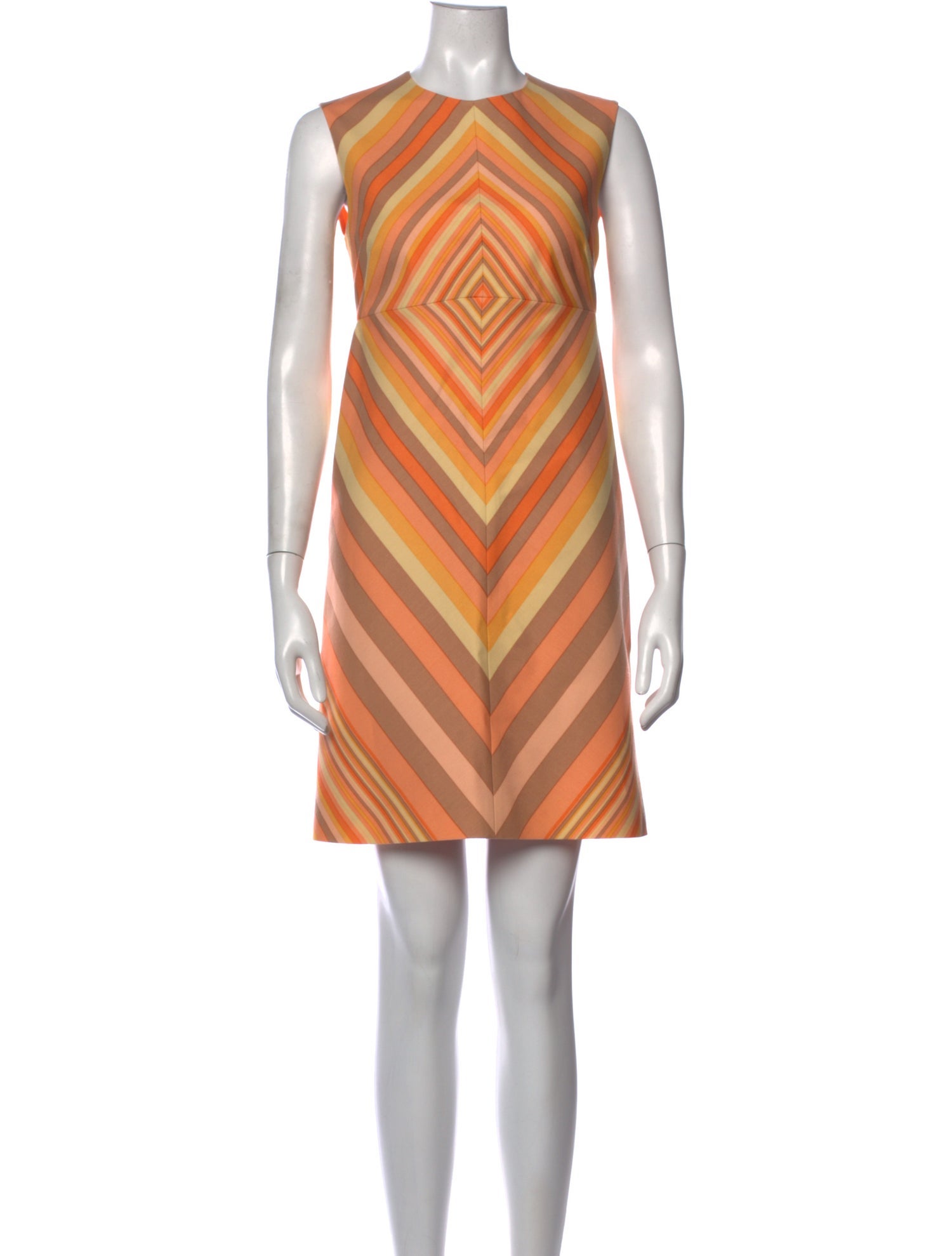 valentino dress orange Valentino Garavani V-Neck Orange A-line Wool Silk Dress (IMPERFECT)