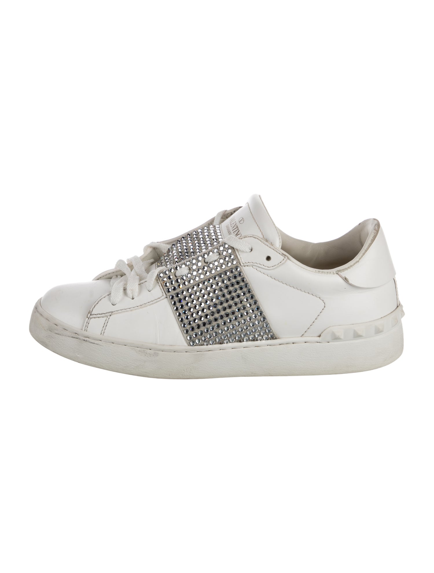 Valentino Rockstud Accents Leather Sneakers