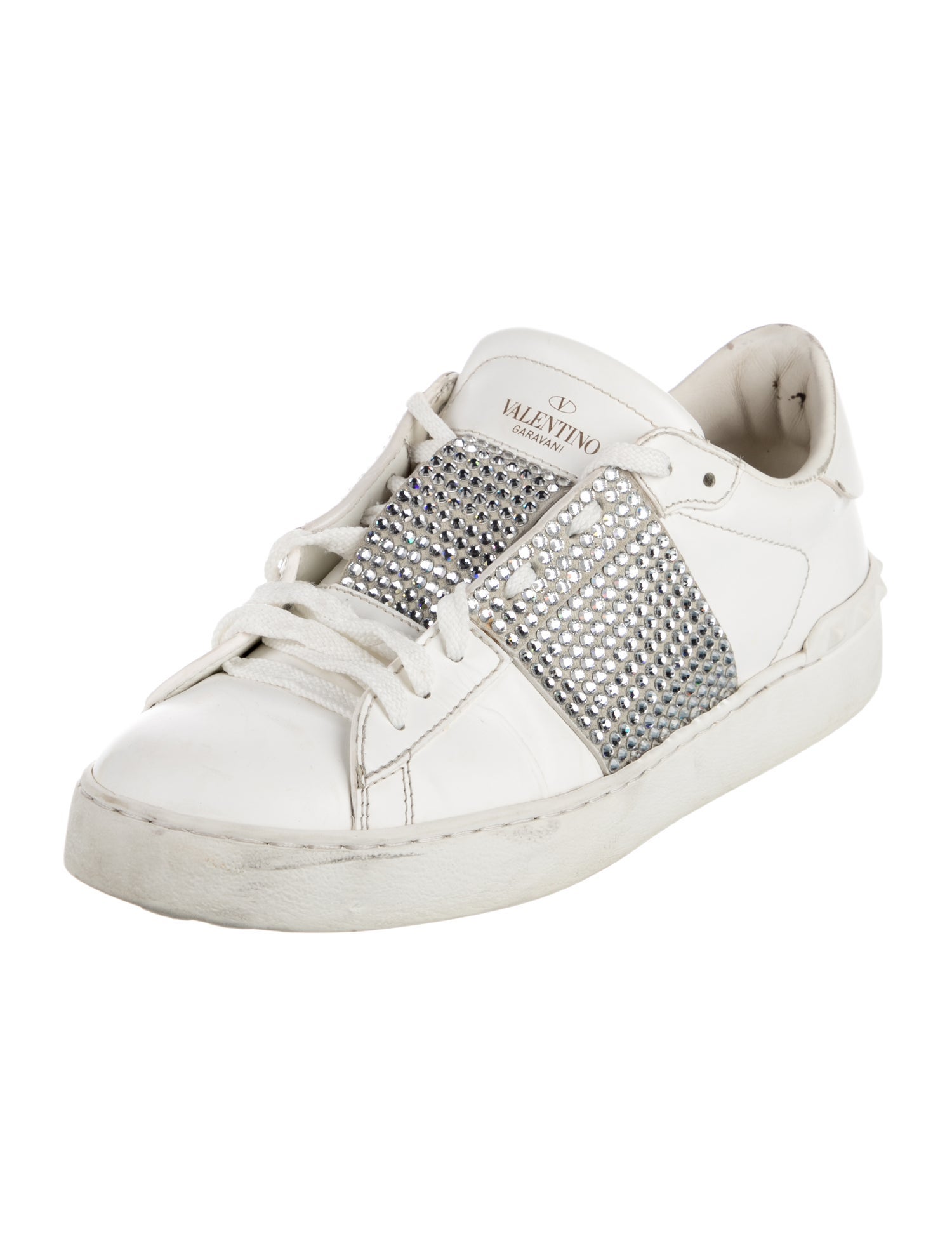 Valentino Rockstud Accents Leather Sneakers