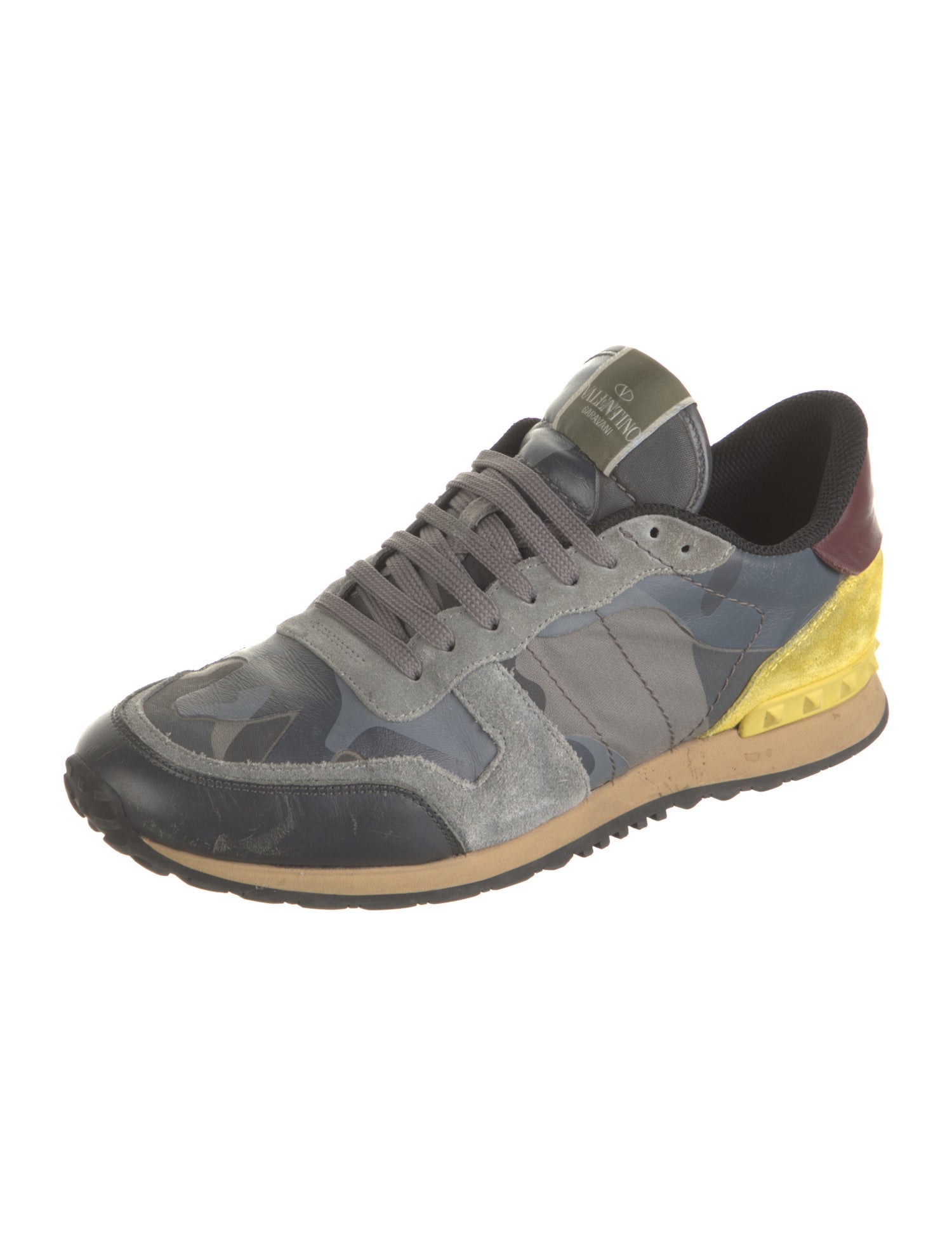 Valentino Rockstud Accents Leather Sneakers