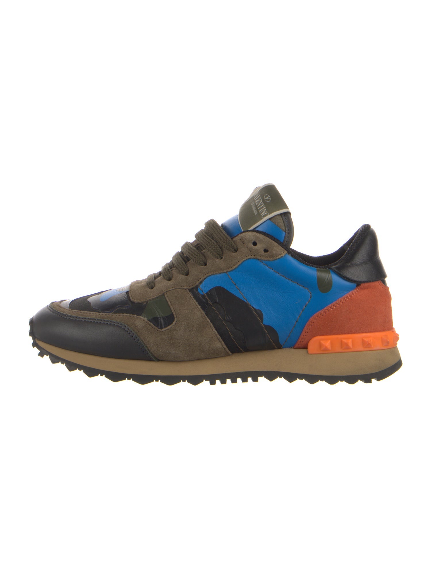 Valentino Rockstud Accents Suede Athletic Sneakers