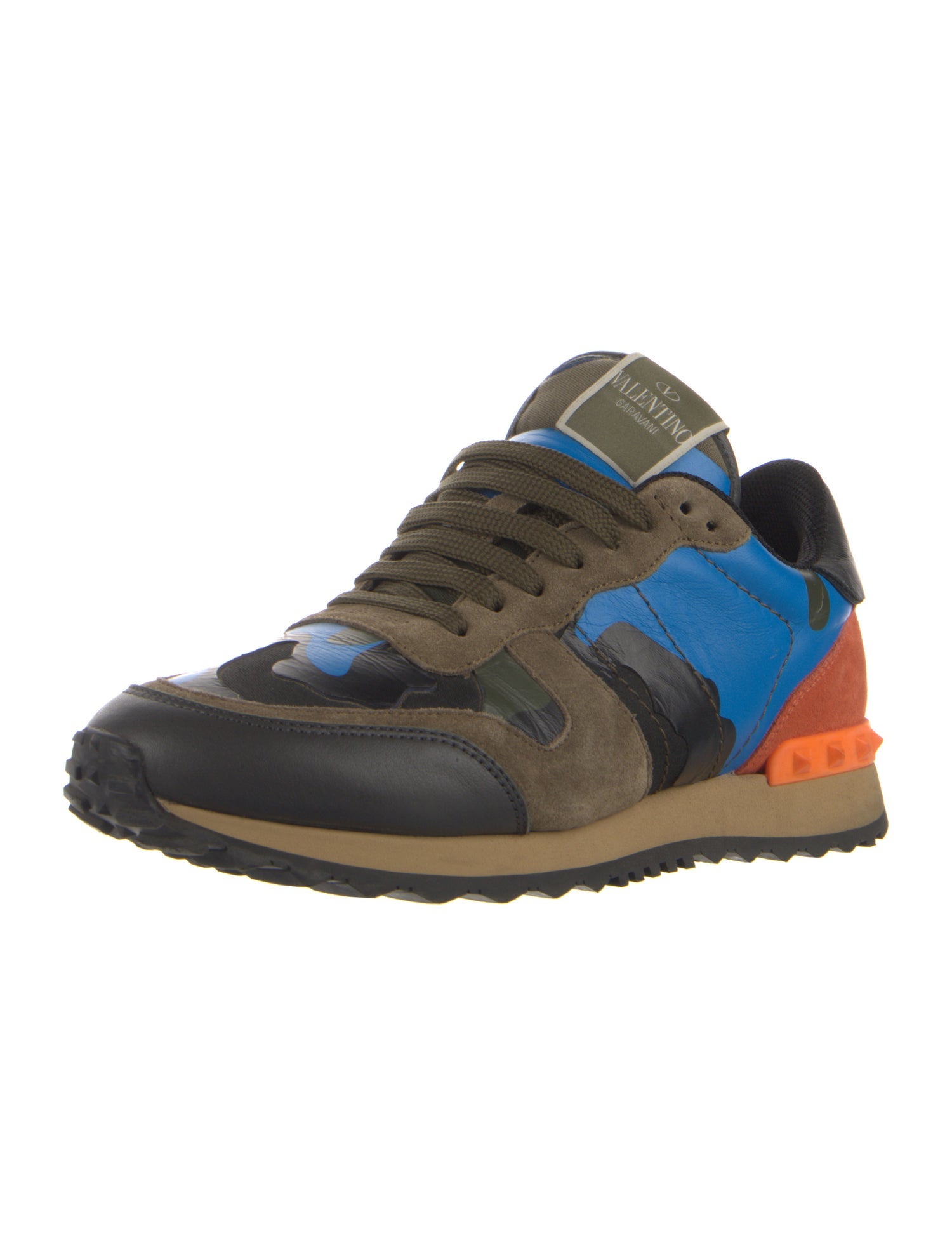 Valentino Rockstud Accents Suede Athletic Sneakers