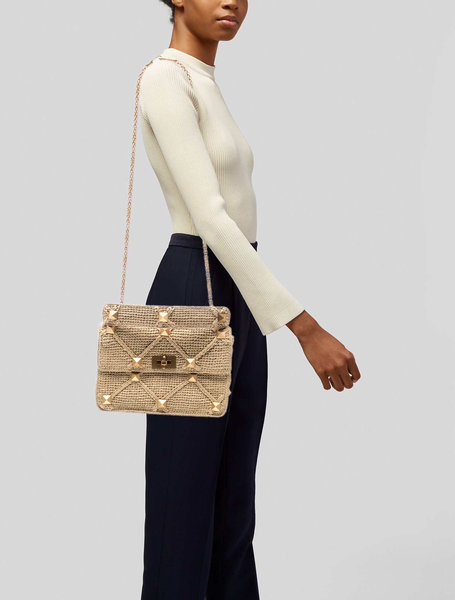 Valentino Cashmere Knit Bag - Neutrals Shoulder Bags, Handbags