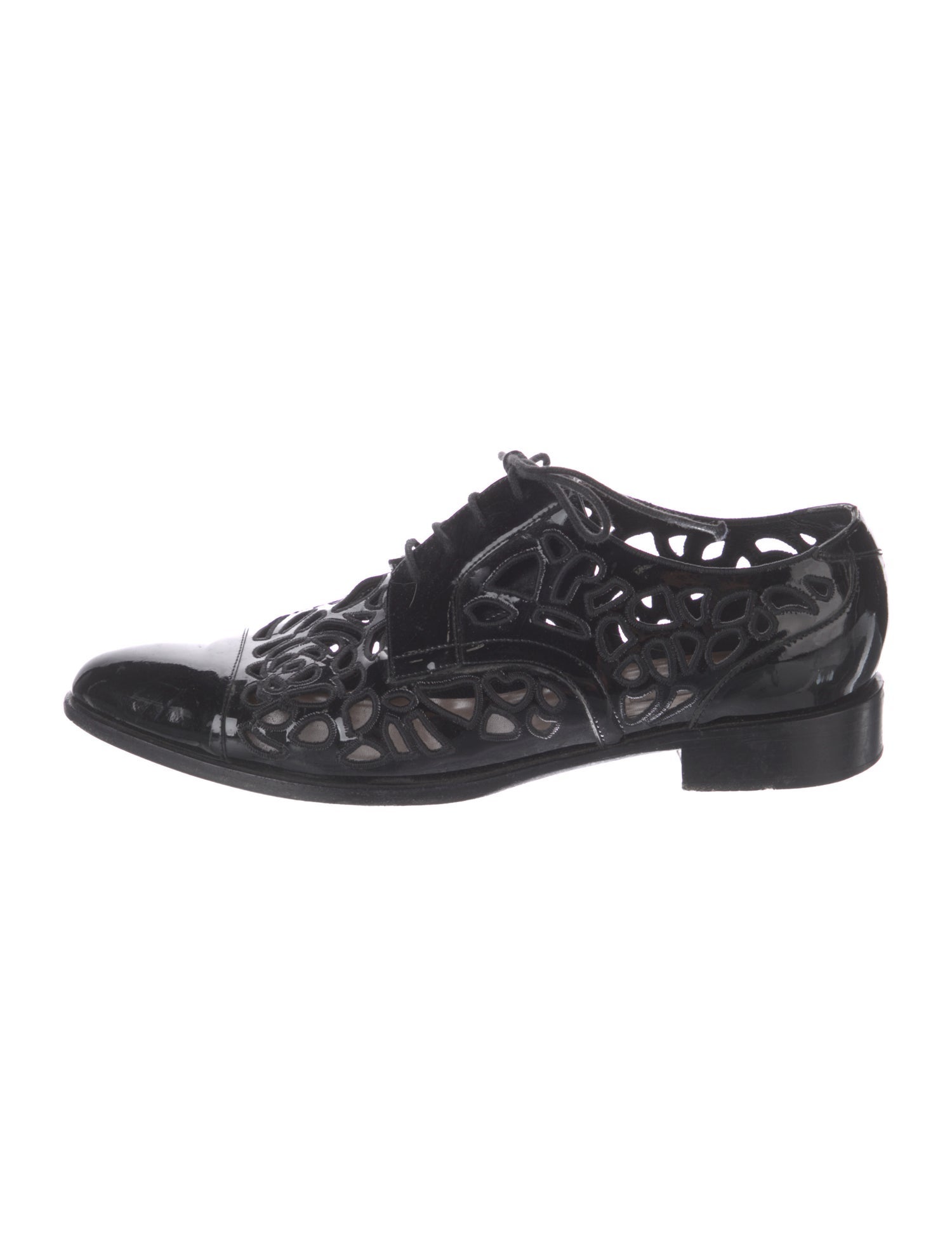 Valentino Patent Leather Lace Pattern Oxfords