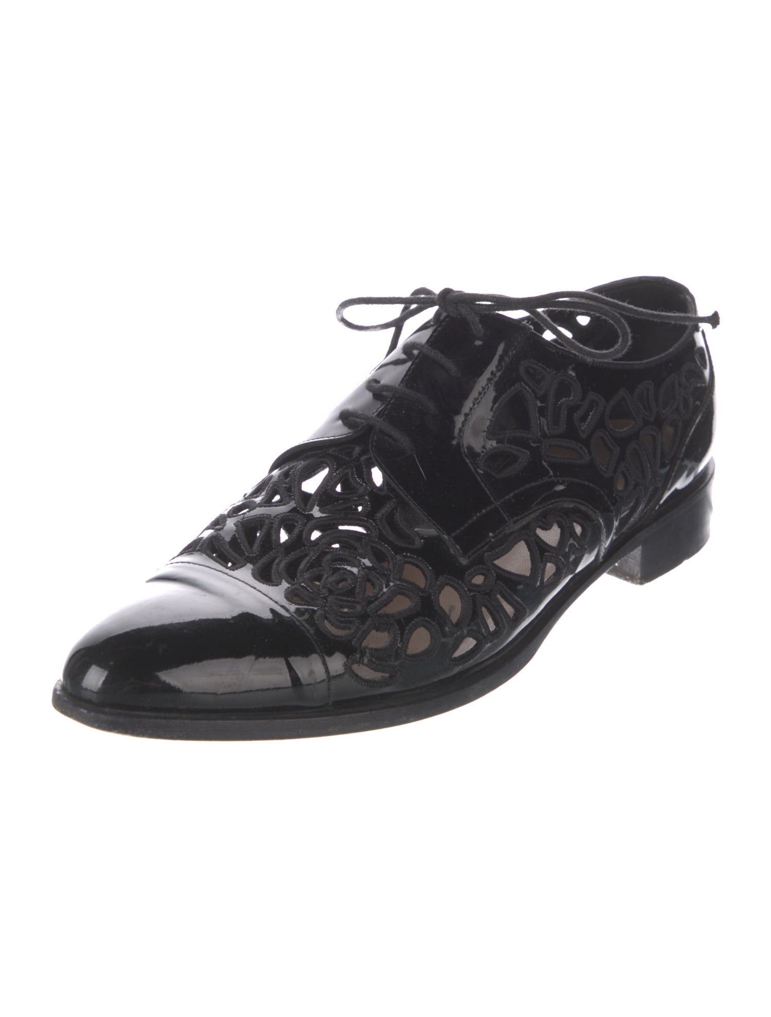 Valentino Patent Leather Lace Pattern Oxfords