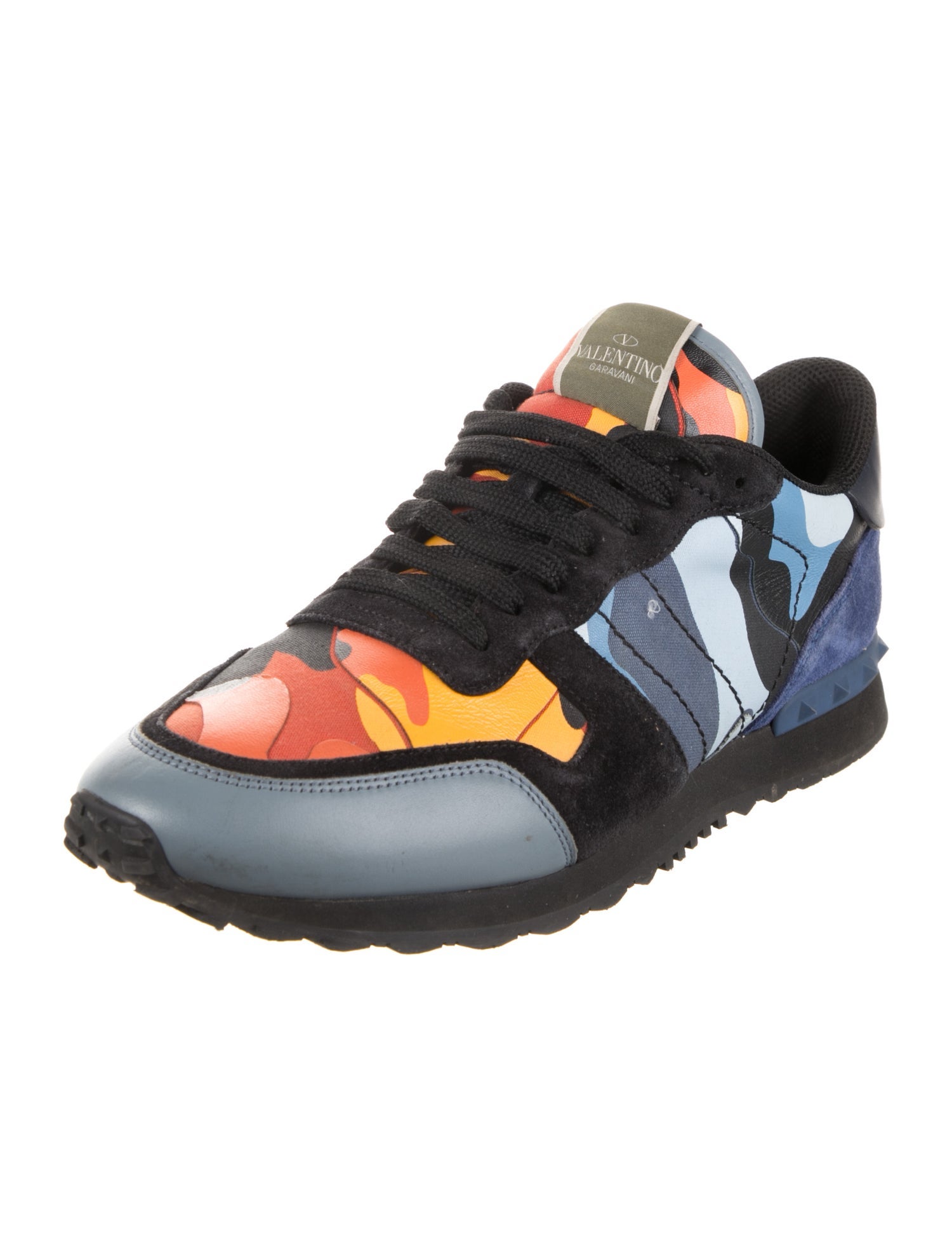 Valentino Rockstud Accents Suede Sneakers