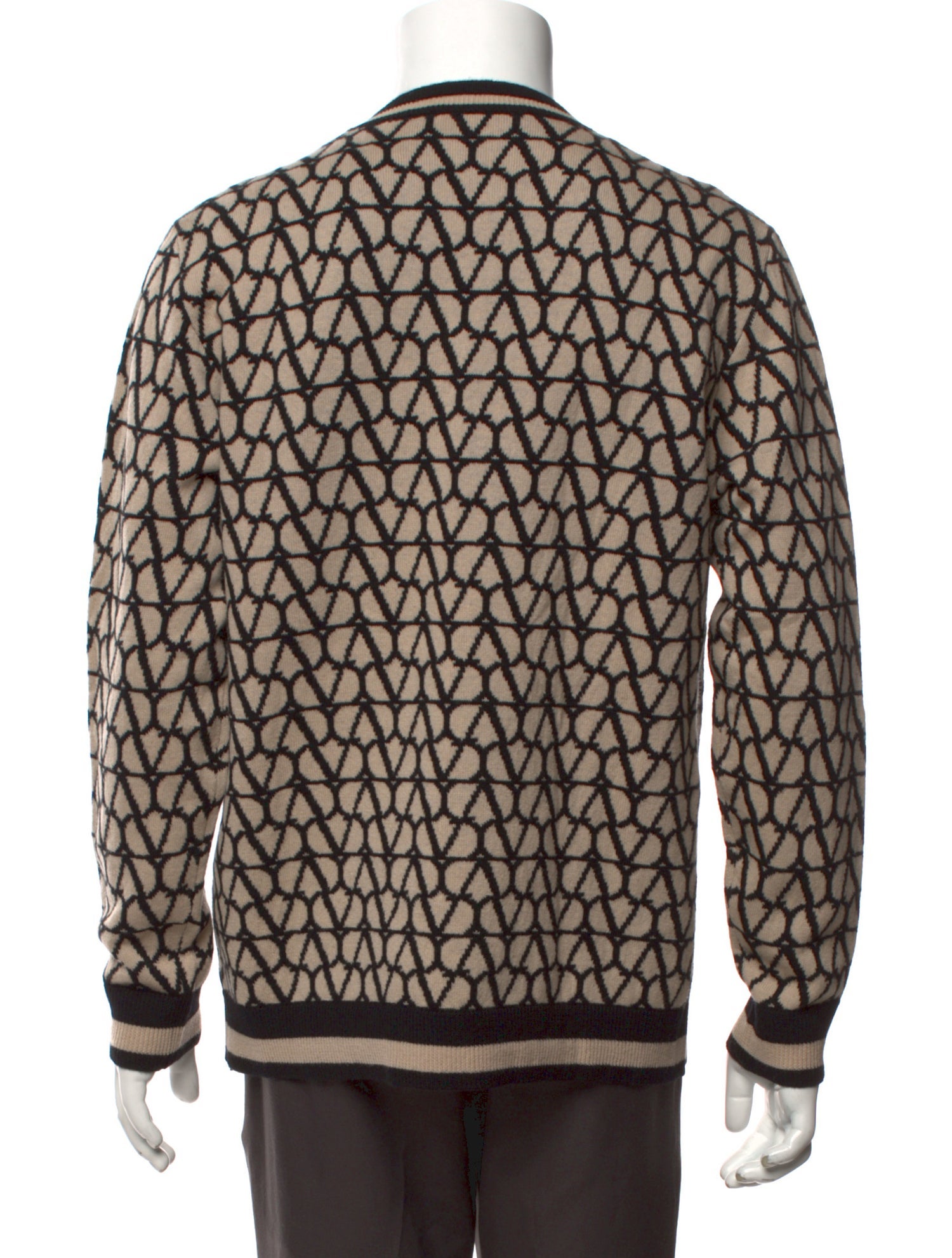 Valentino Virgin Wool Patterned Pullover - Neutrals Sweaters