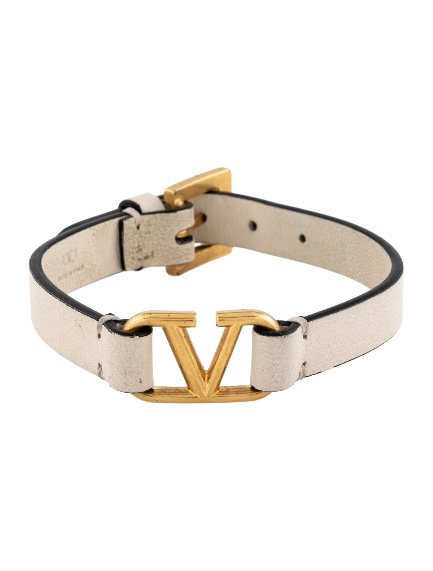 Valentino Leather Vlogo Wrap Bracelet