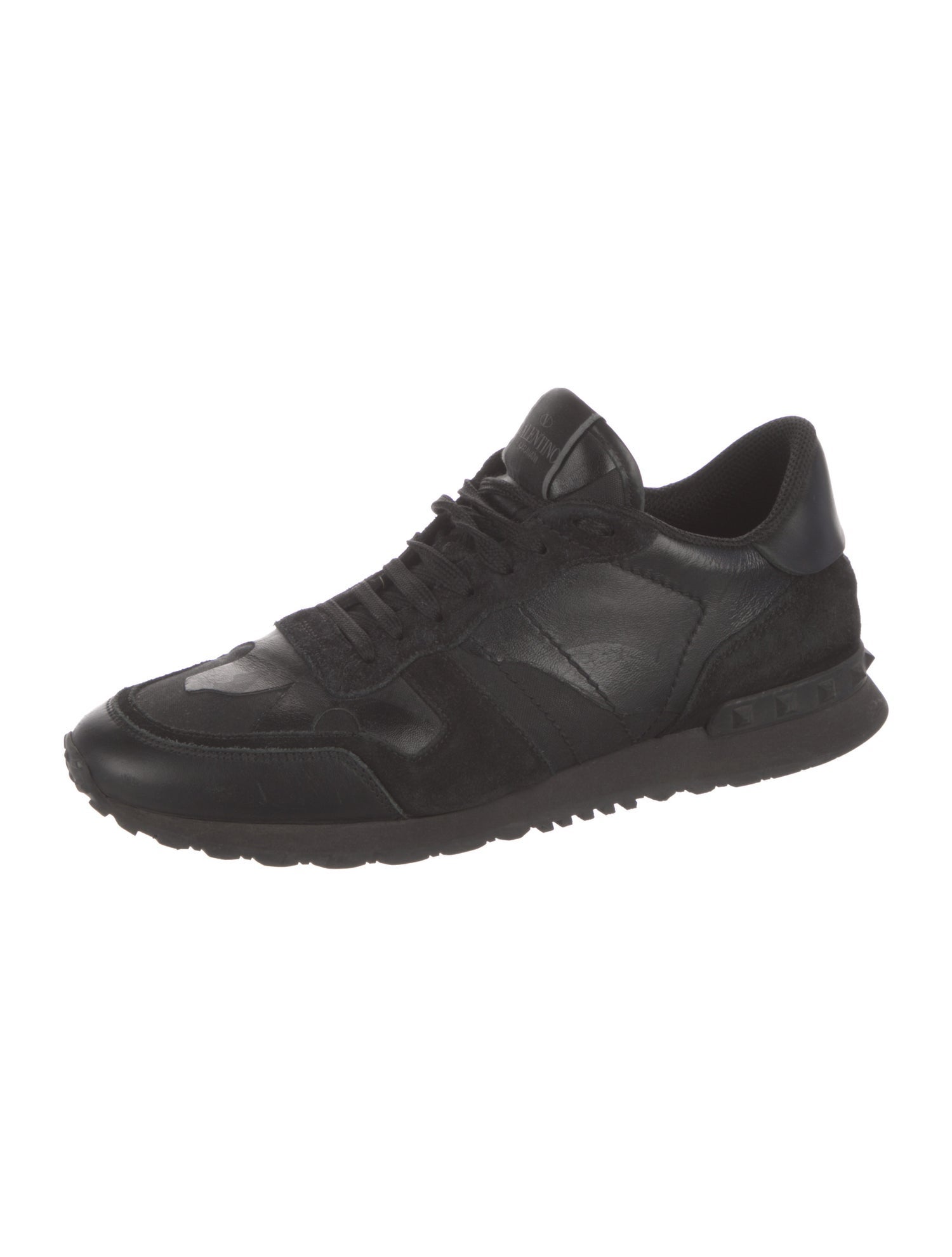 Valentino Rockstud Accents Leather Sneakers