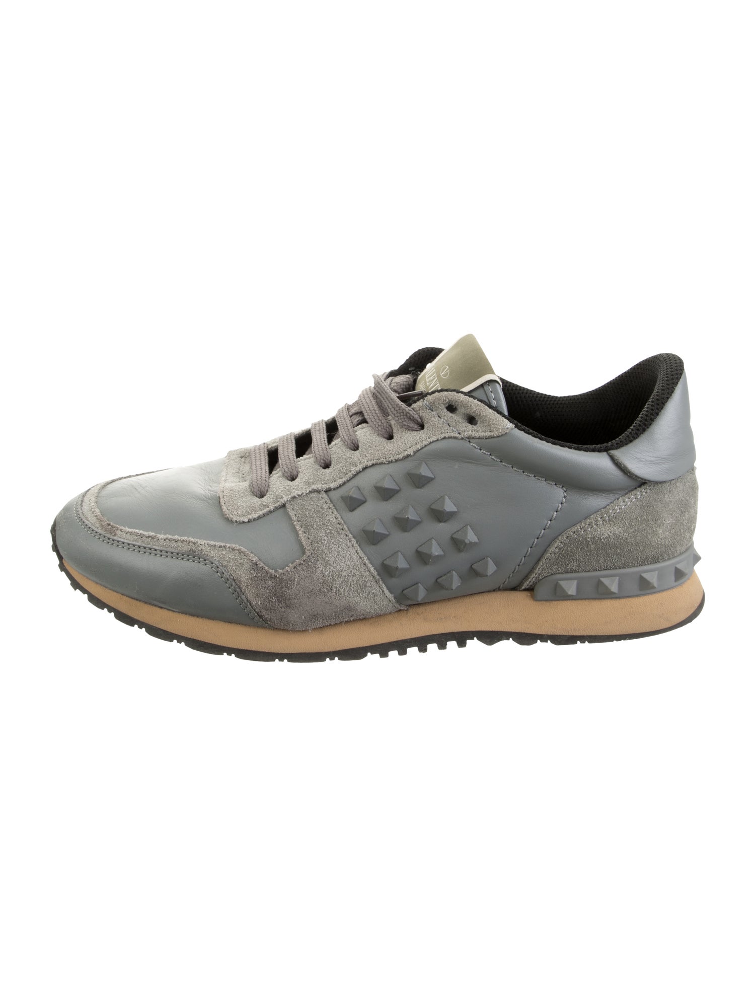 Valentino Rockstud Accents Leather Athletic Sneakers