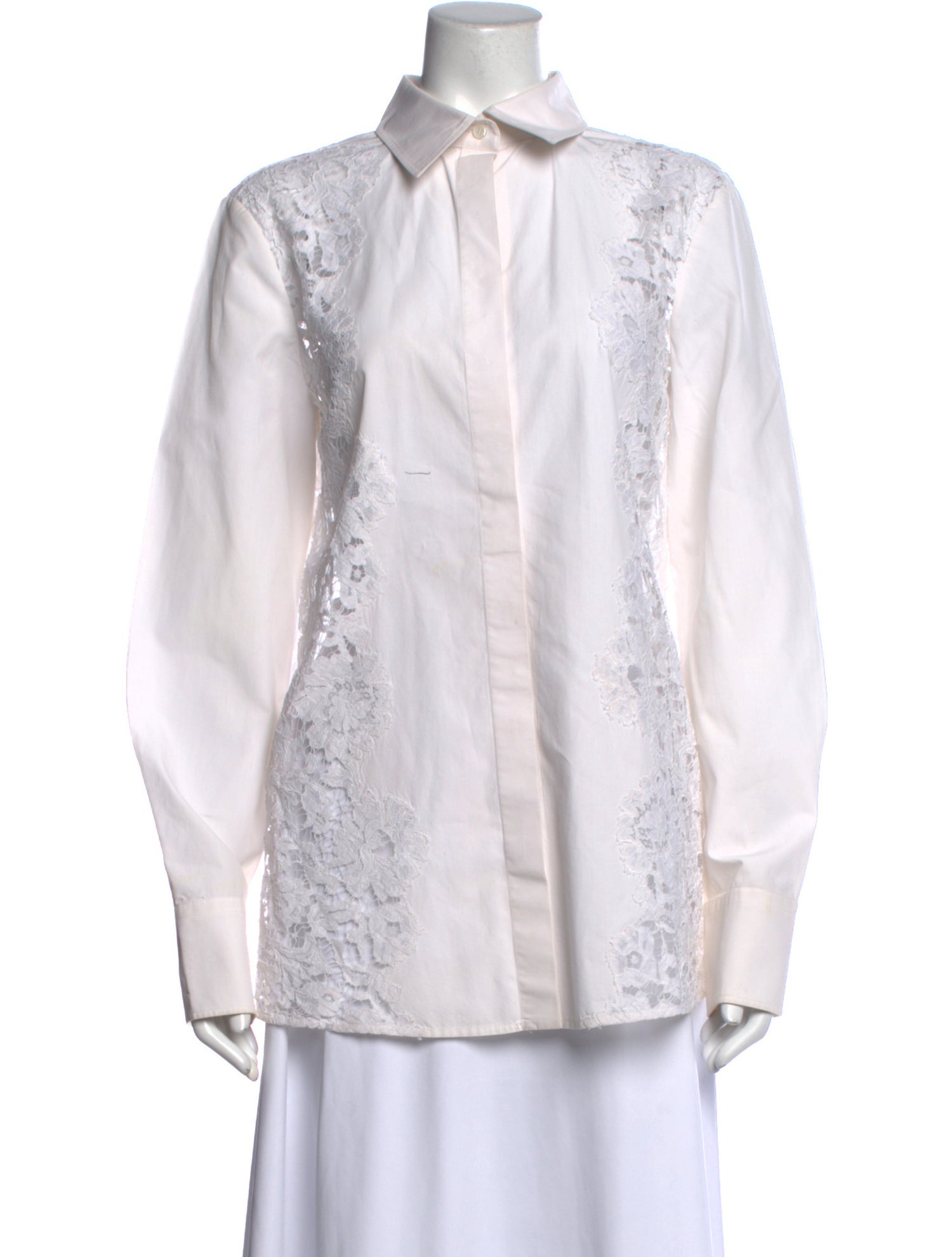 Valentino Lace Pattern Long Sleeve Button-Up Top