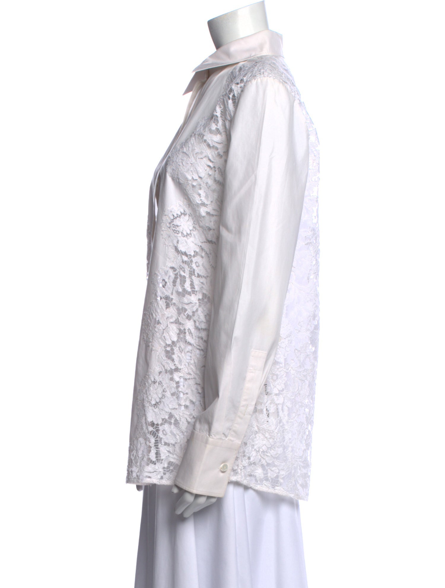 Valentino Lace Pattern Long Sleeve Button-Up Top