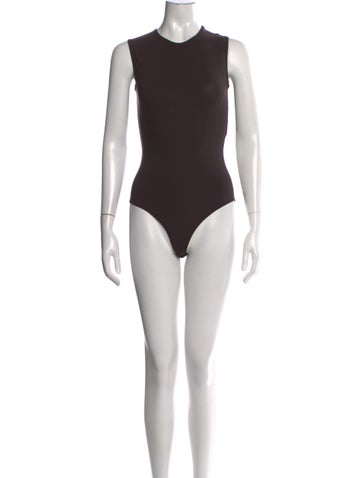 Pre-owned Valentino Crew Neck Sleeveless Bodysuit In Brown