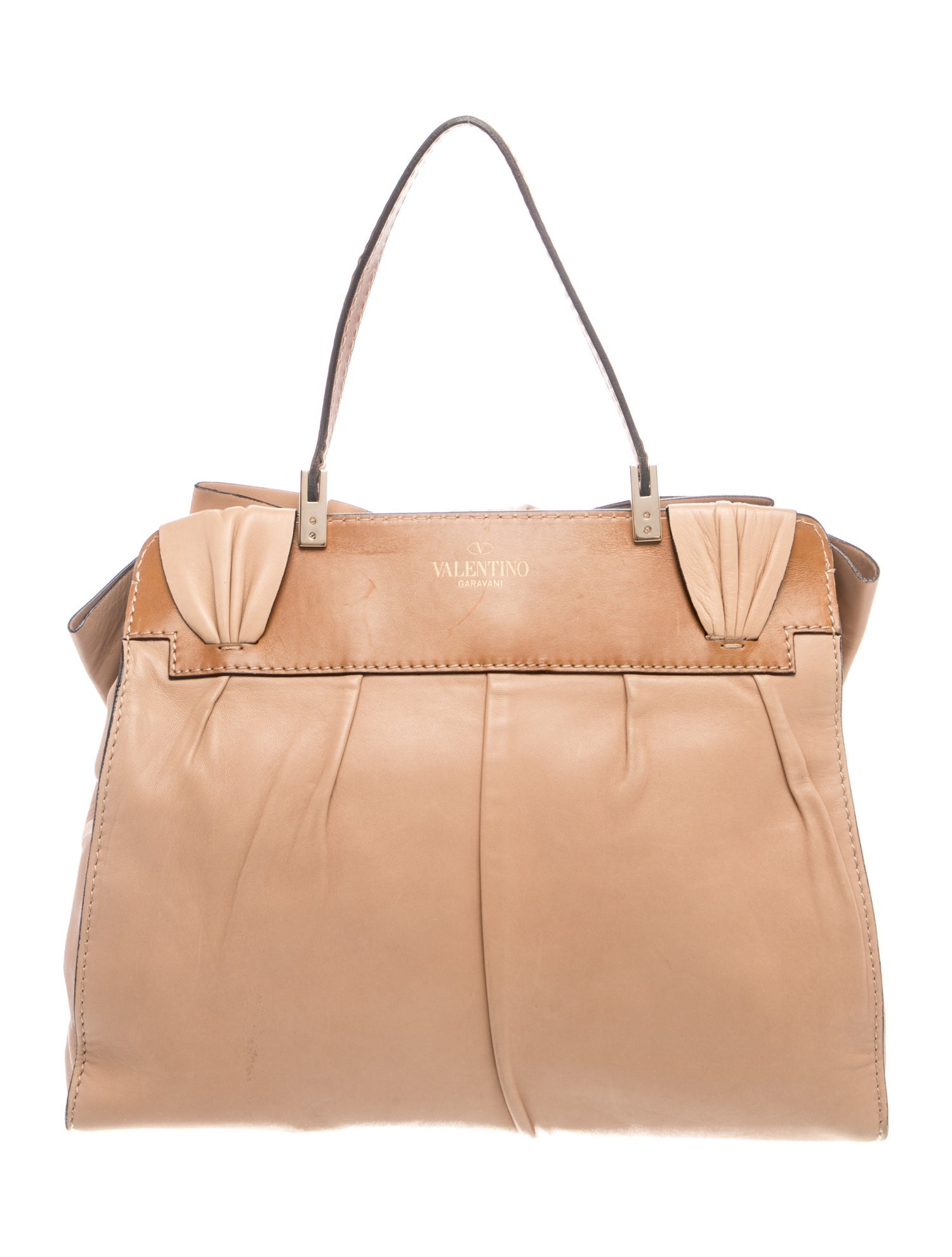 Valentino Leather Top Handle Bag - Brown Handle Bags, Handbags