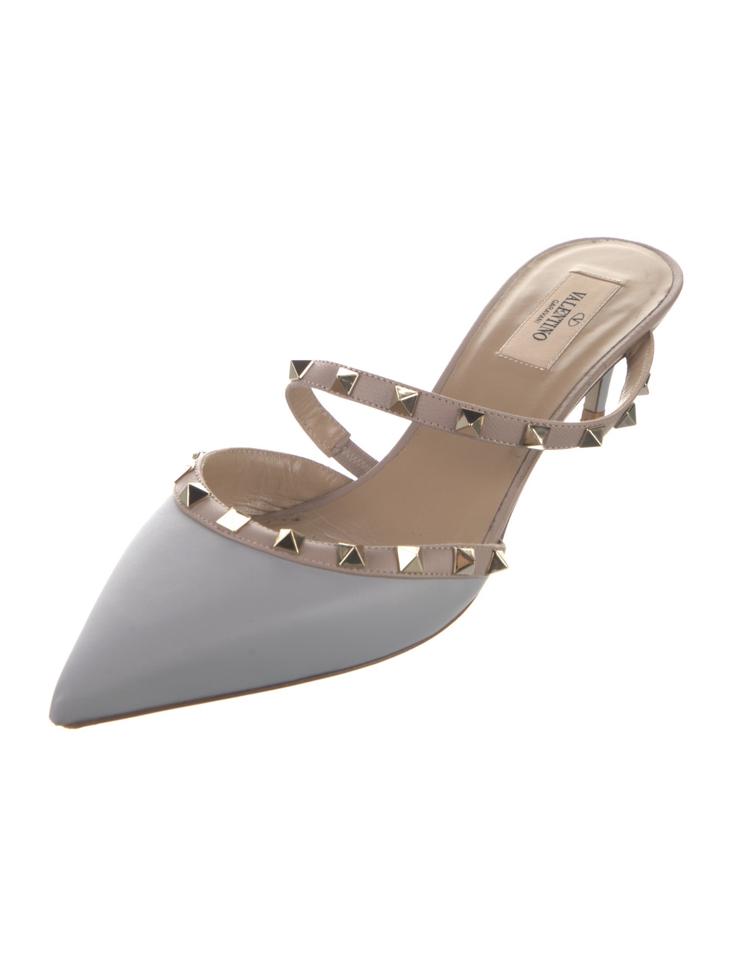 Valentino Rockstud Accents Leather Mules