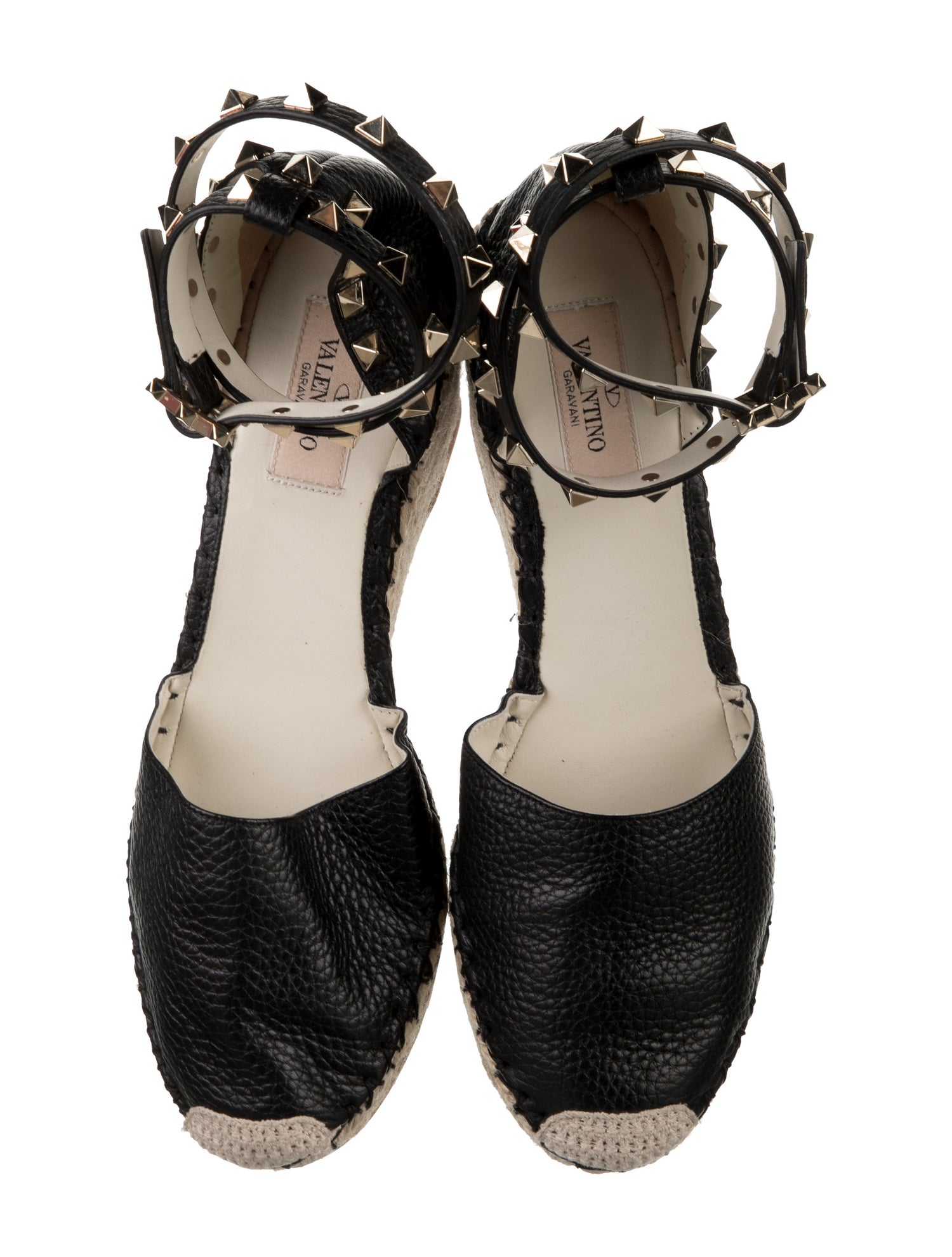 Valentino Rockstud Accents Leather Espadrilles - Gem