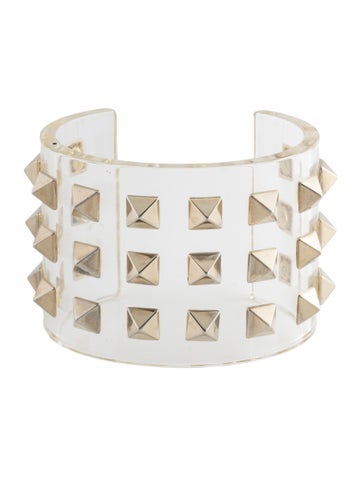 Pre-owned Valentino Garavani Resin Rockstud Cuff Bracelet, 7" In Multicolor