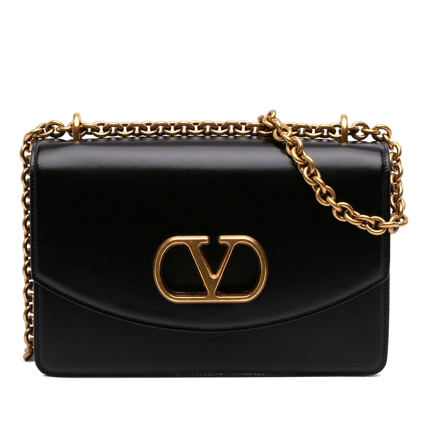 Small Shiny Calfskin V Logo Chain Crossbody