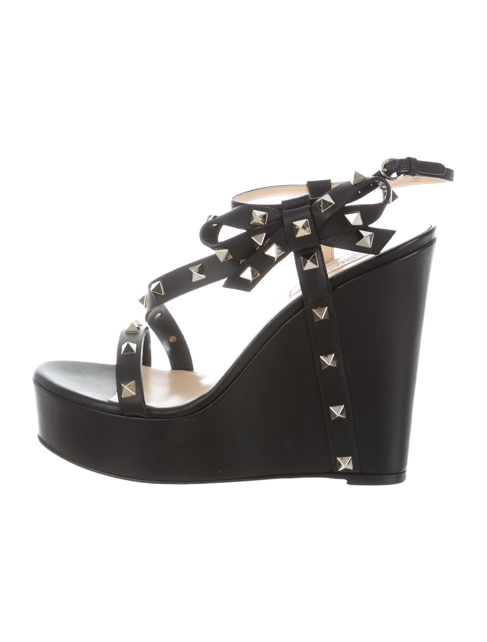 Valentino Rockstud Platform Wedges Shoes VAL60104 The RealReal