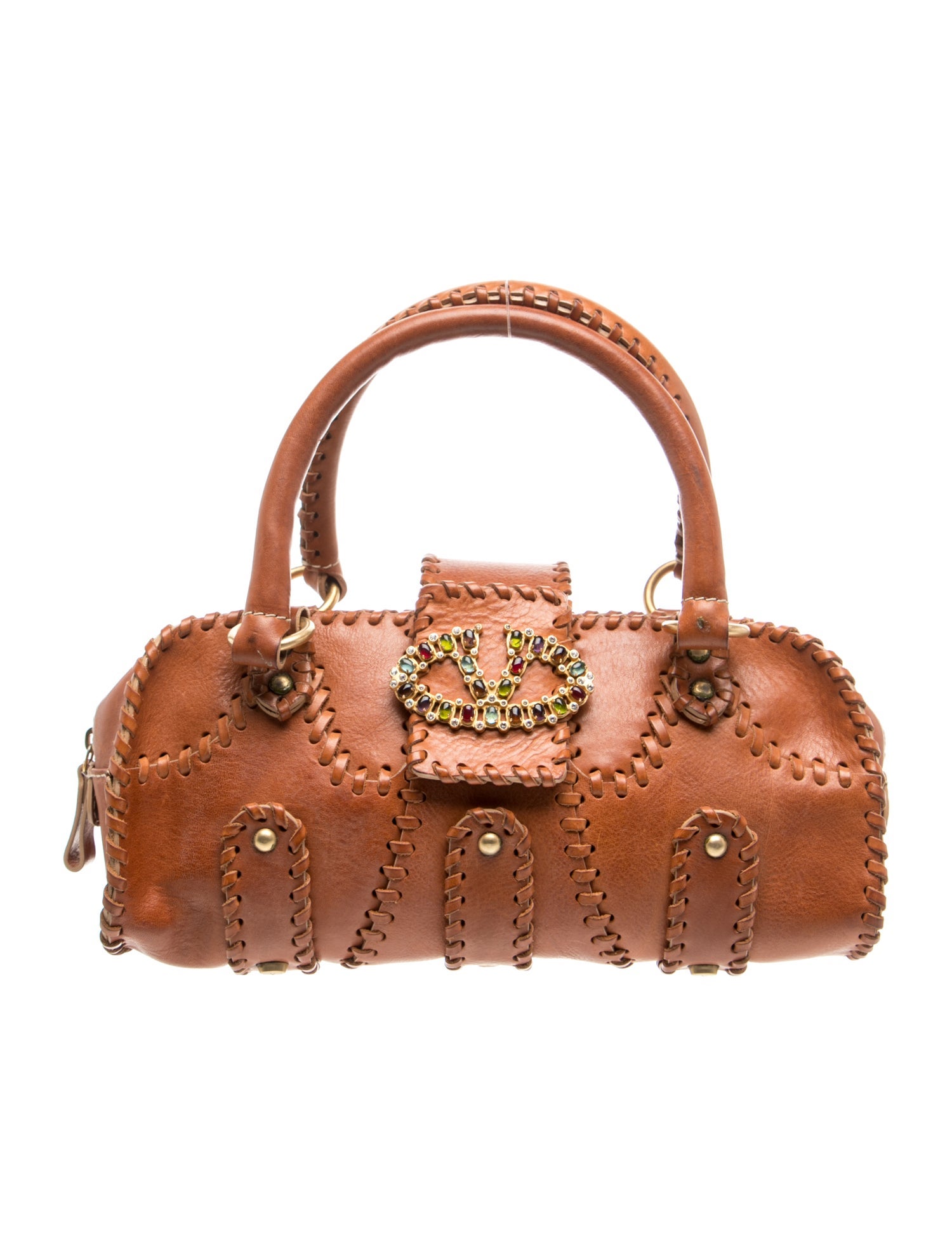 VALENTINO ロジェ　BAG 美品　保護シールあり Valentino Leather Top Handle Bag - Brown Handle Bags, Handbags