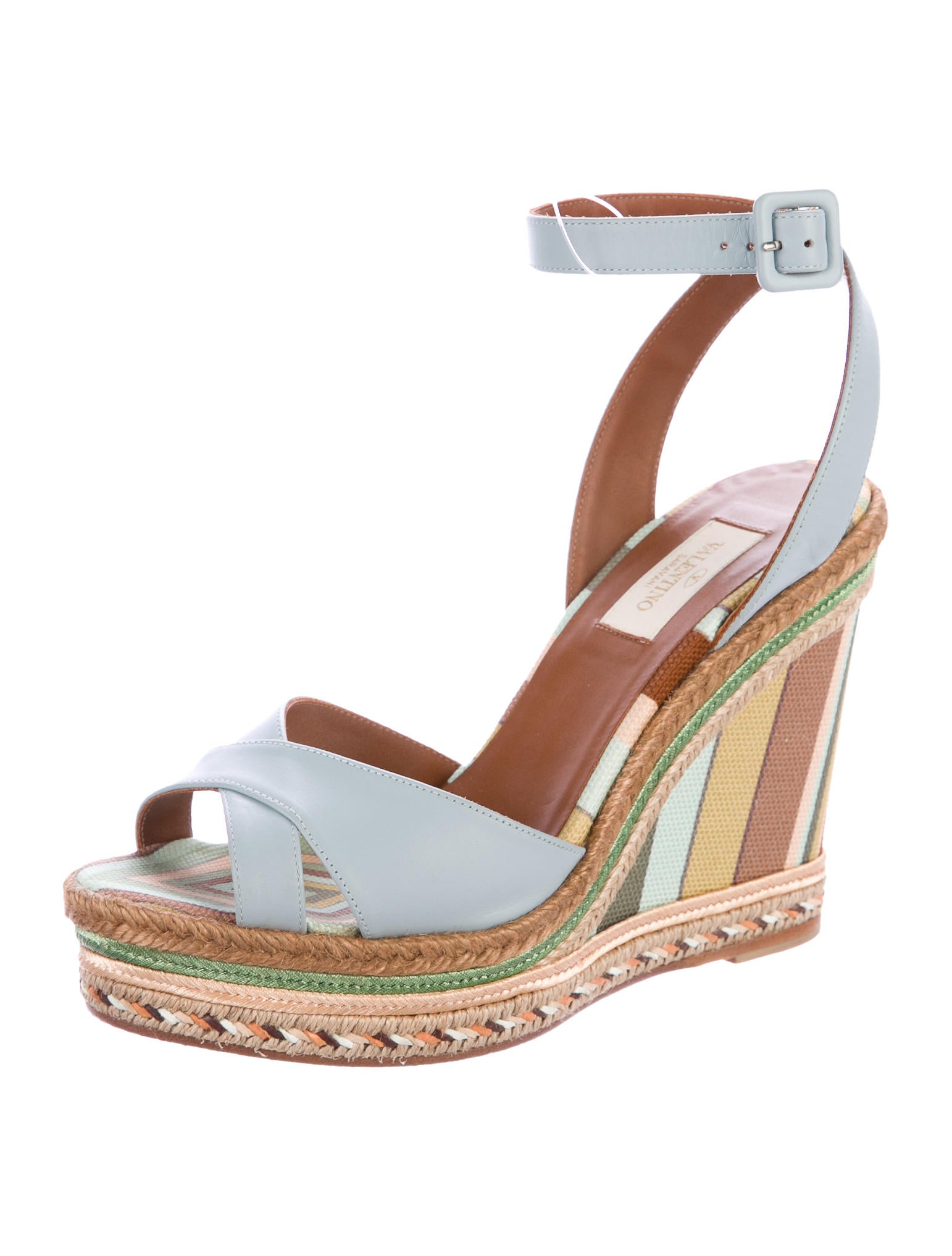 Valentino 1973 Platform Wedges Blue Sandals, Shoes VAL69968 The