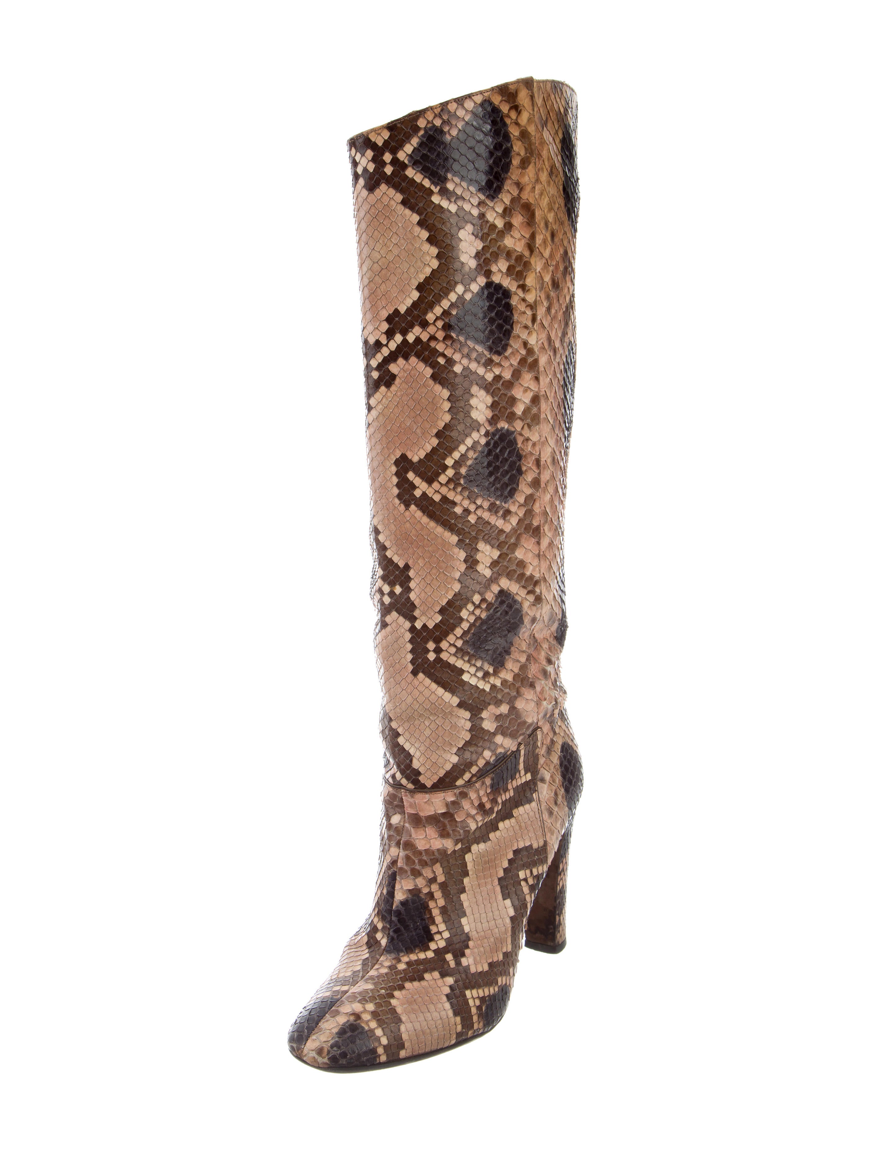 Valentino Python Knee-High Boots - Brown Boots, Shoes - VAL73896 | The ...