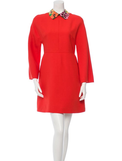 Valentino Wool A-Line Dress Red