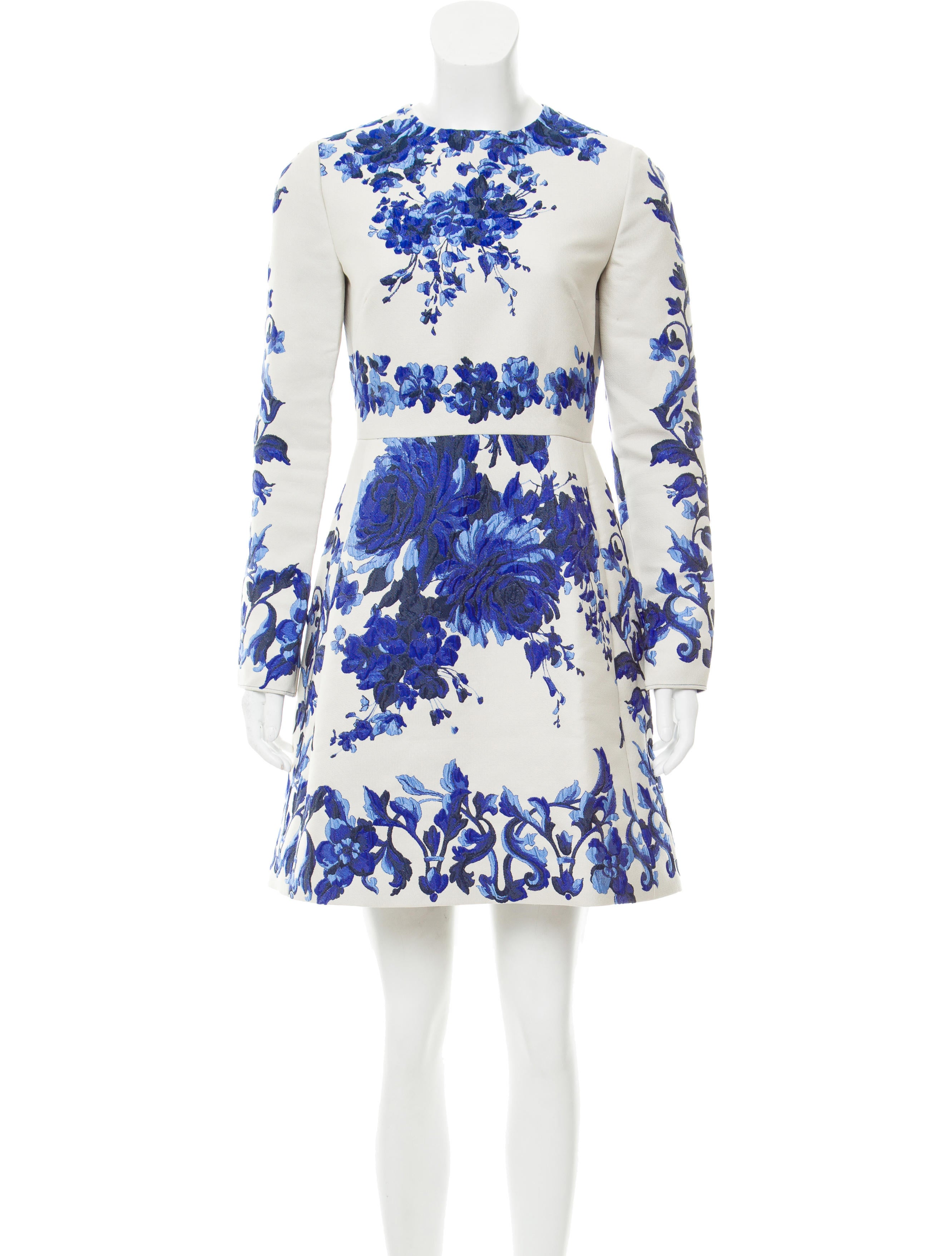 Valentino Delft Ceramic Brocade Dress - Blue Dresses, Clothing - VAL79393 |  The RealReal