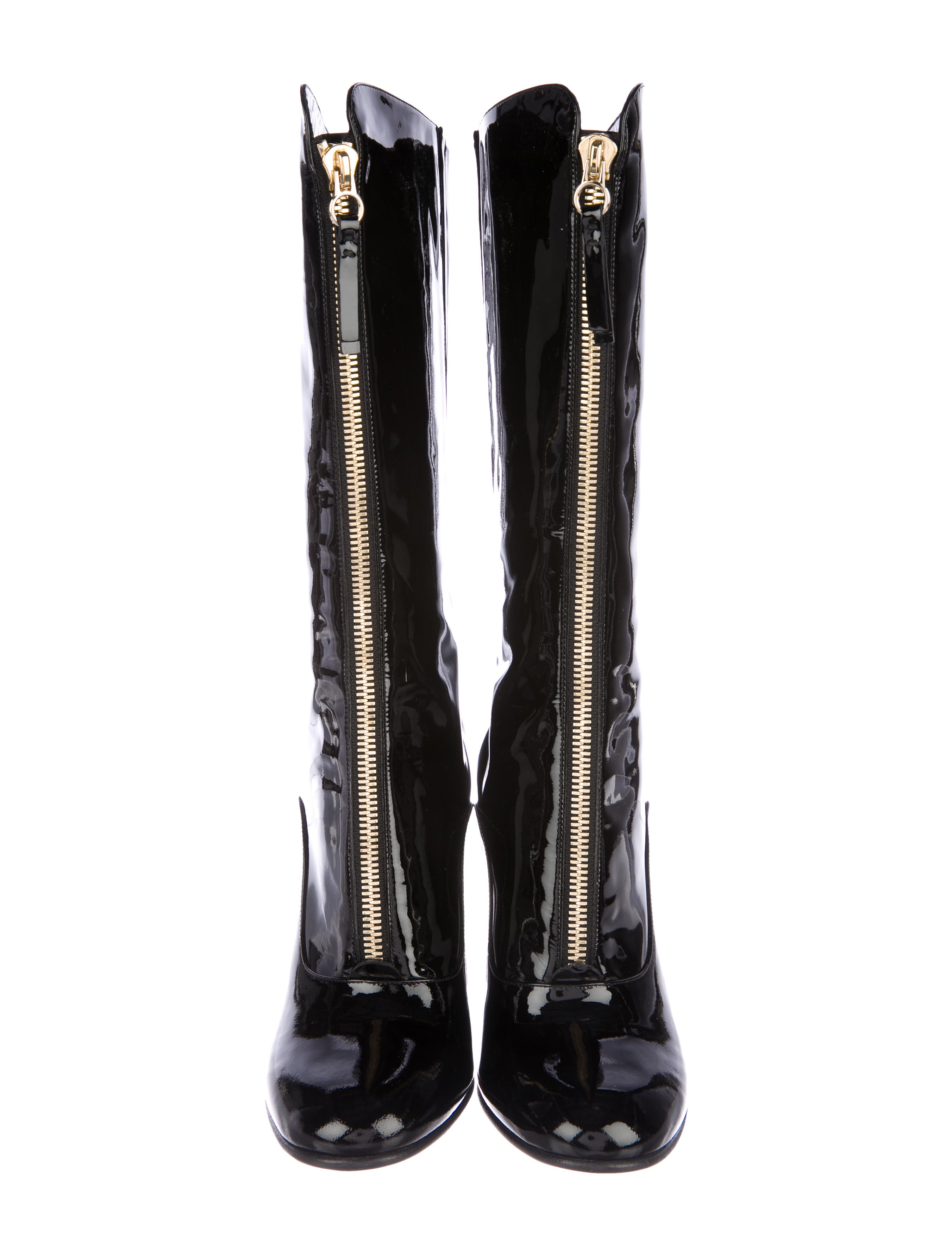 patent leather mid-calf boots