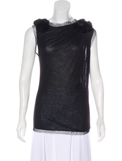 Valentino Vintage Lace-Trimmed Top black
