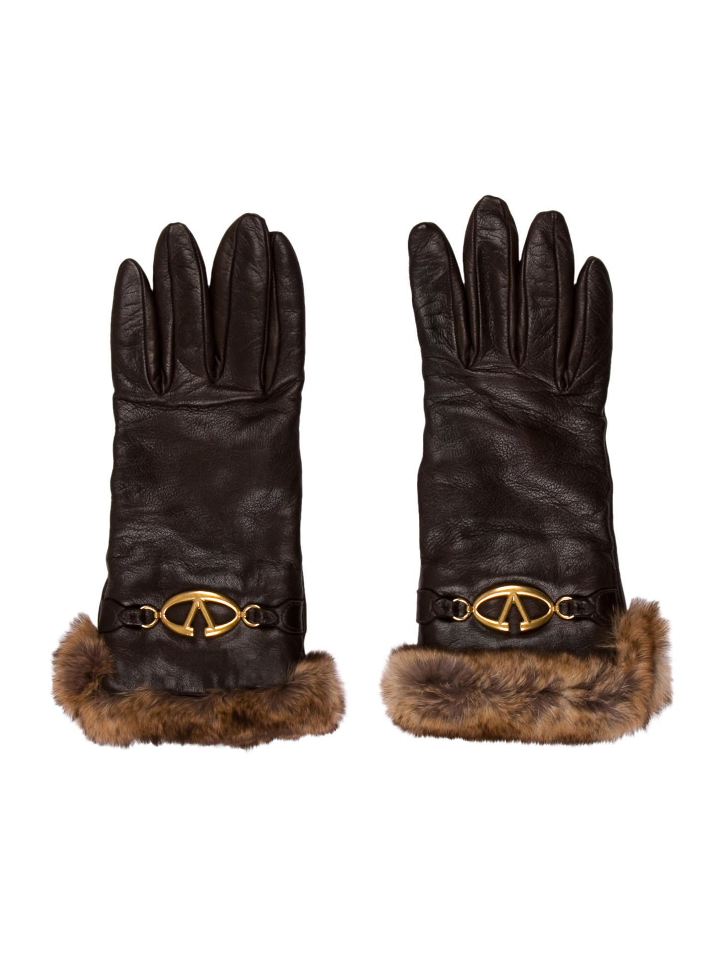 Valentino FurTrimmed Leather Gloves Accessories VAL97576 The