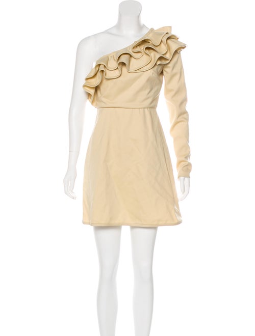 Valentino Ruffle-Accented One-Shoulder Dress