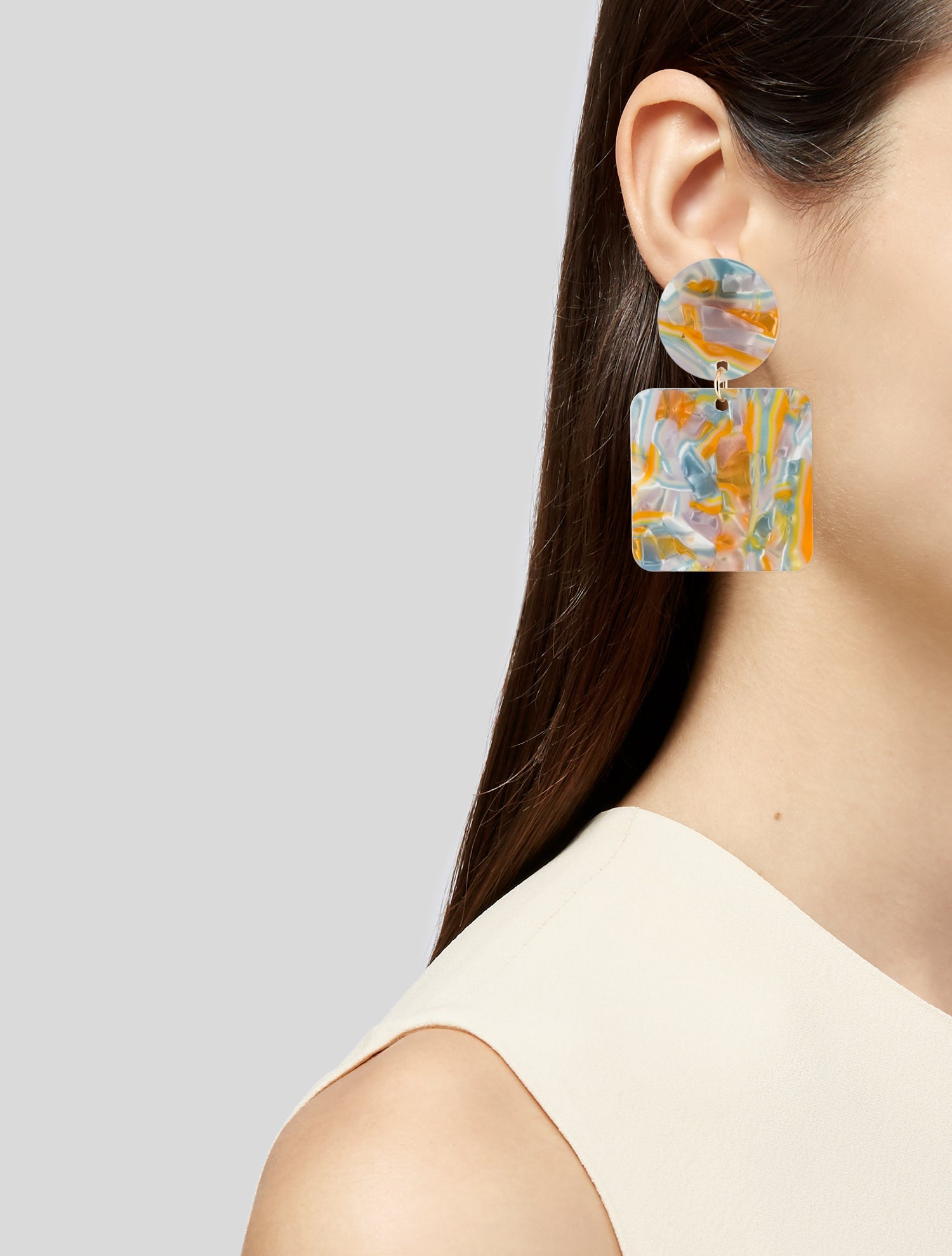 Valet Studio Marbled Resin Abigail Drop Earrings